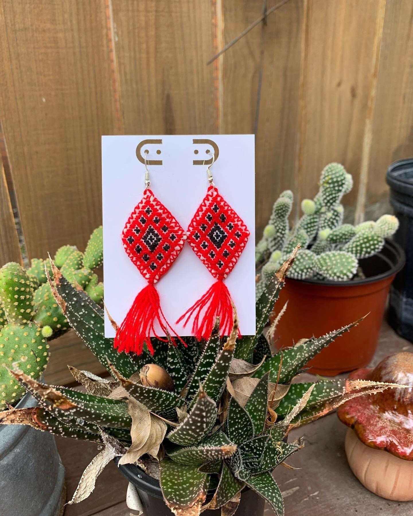 Image of Beautiful Handmade Artisanal Earrings - Hand Woven Earrings from Chiapas, Mexico