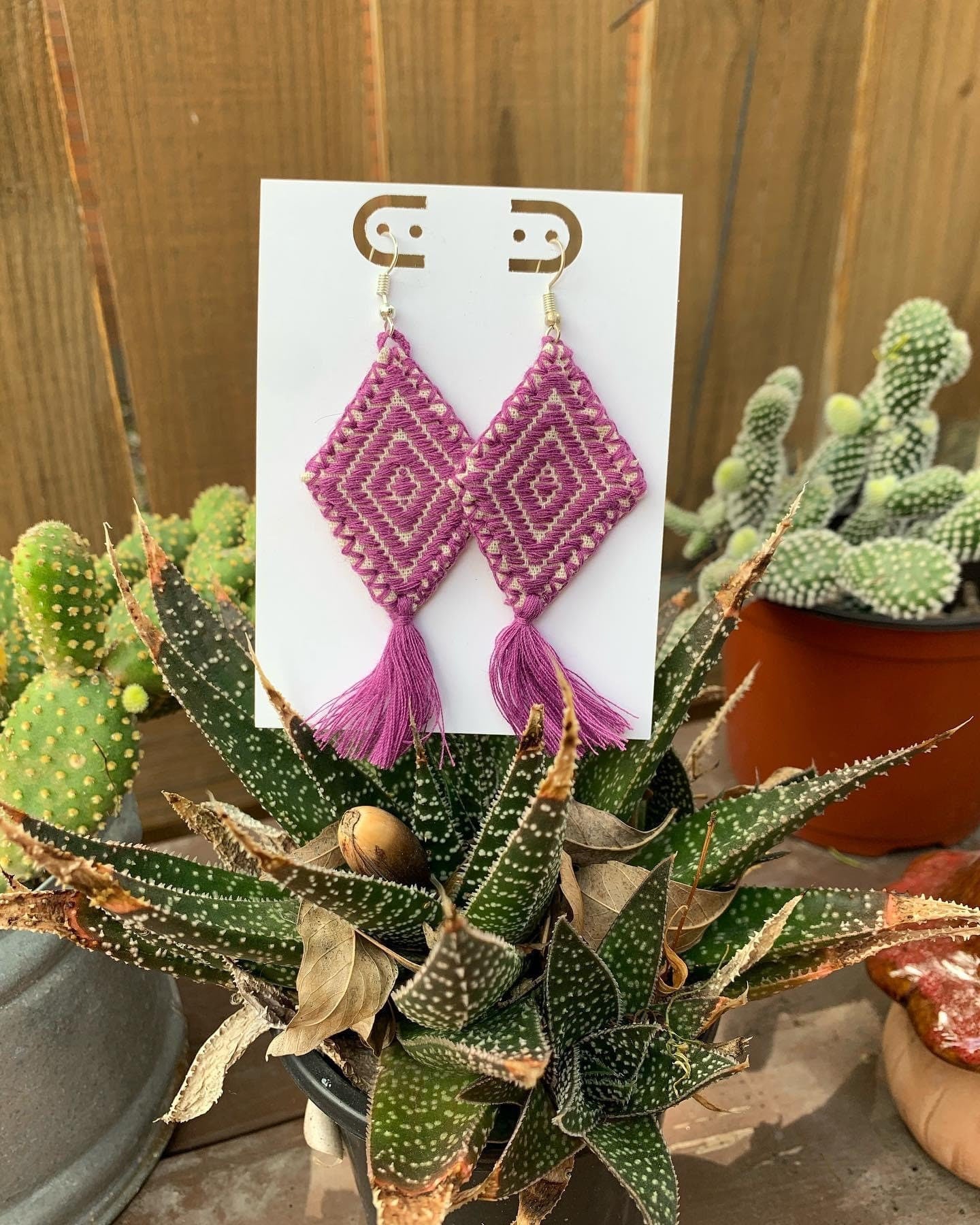 Image of Beautiful Handmade Artisanal Earrings - Hand Woven Earrings from Chiapas, Mexico