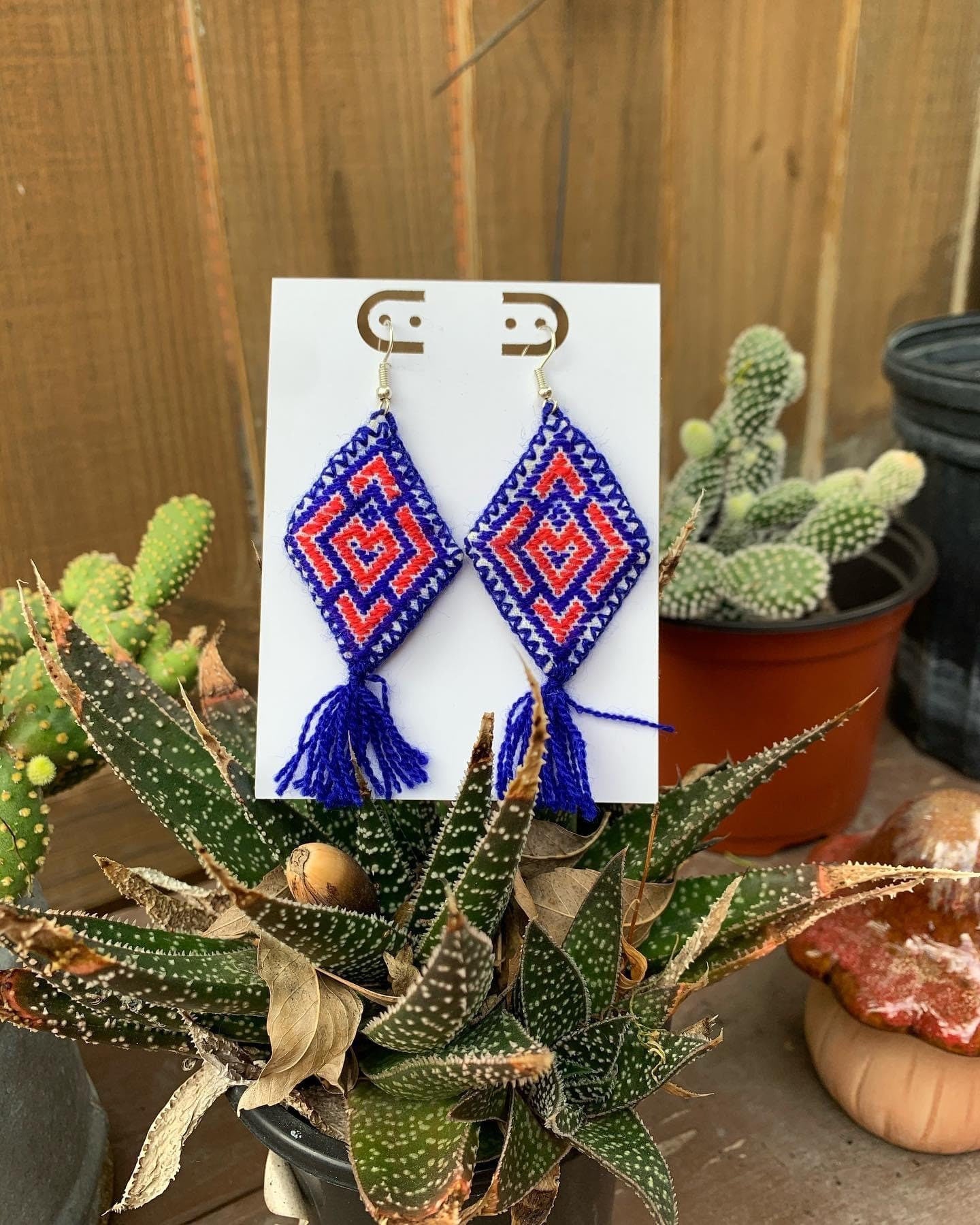 Image of Beautiful Handmade Artisanal Earrings - Hand Woven Earrings from Chiapas, Mexico