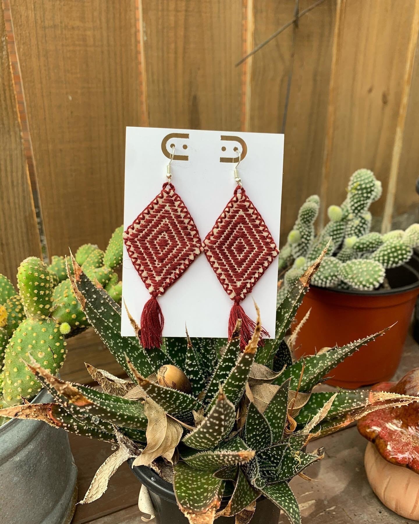 Image of Beautiful Handmade Artisanal Earrings - Hand Woven Earrings from Chiapas, Mexico