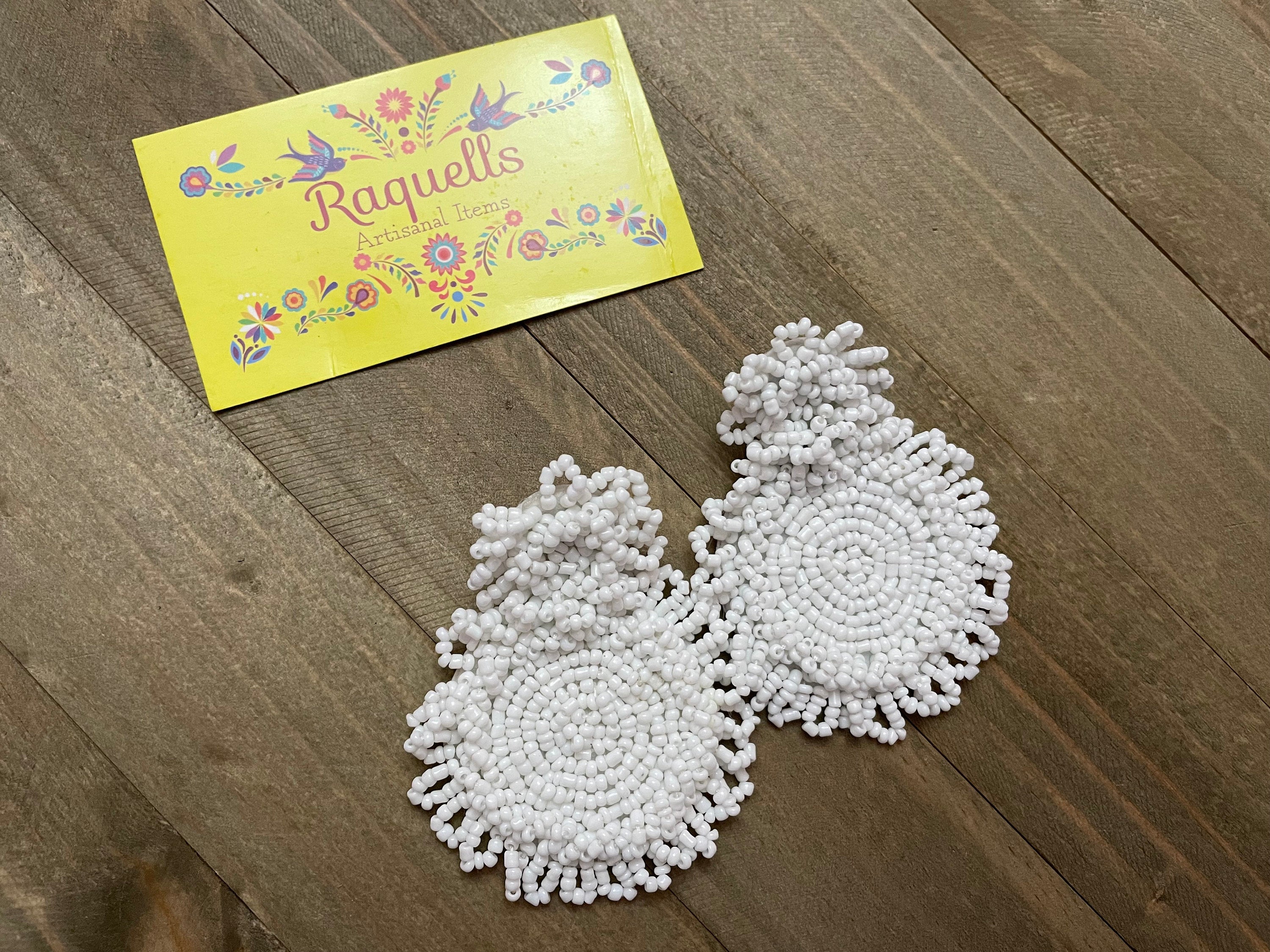 Gorgeous Hand Beaded Stud Earrings - Handmade Large Earrings
