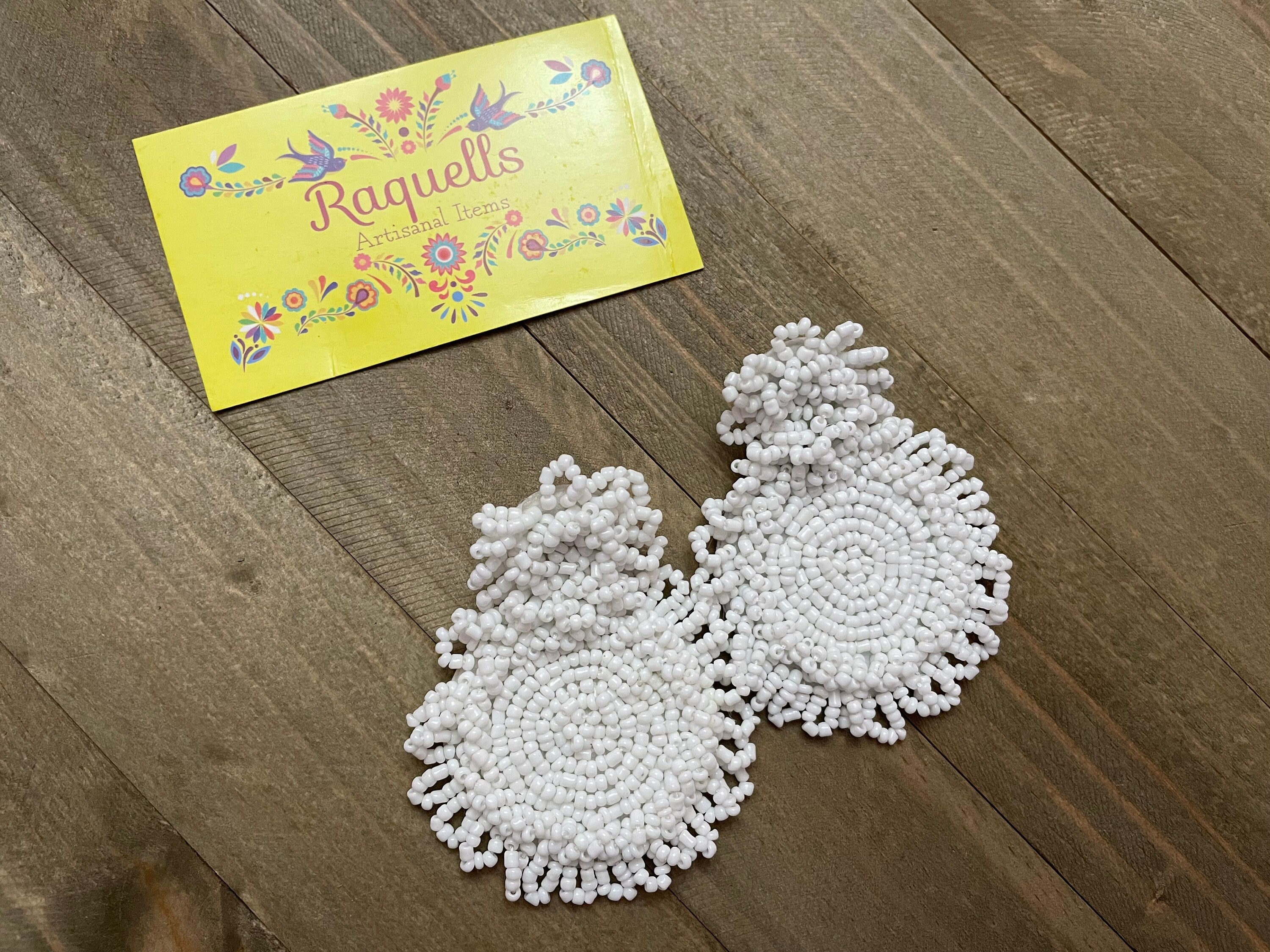 Image of Gorgeous Hand Beaded Stud Earrings - Handmade Large Earrings