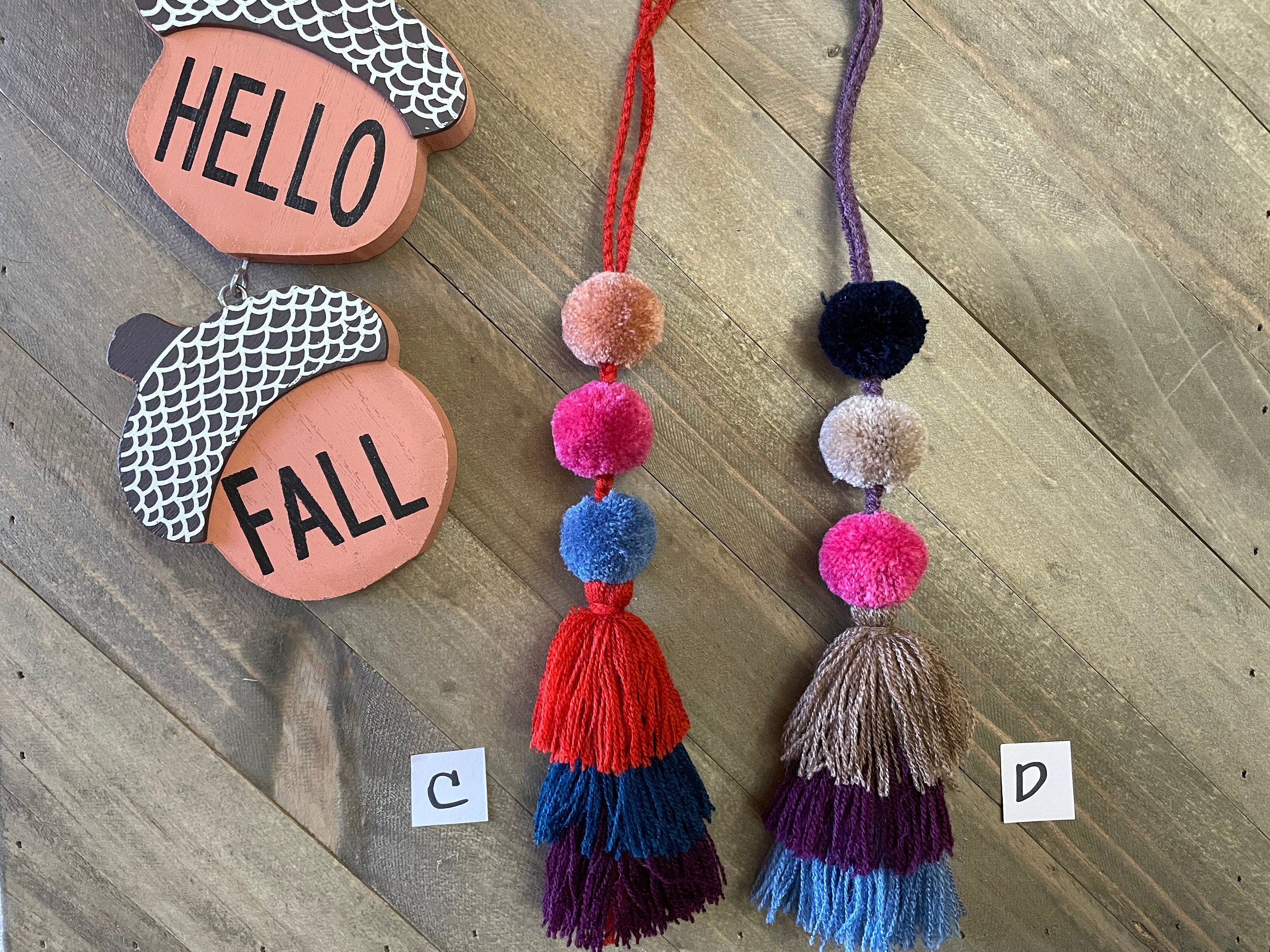 Fall Colored Artisanal PomPom Tassels - Mexican PomPom Keychains - Purse Decor