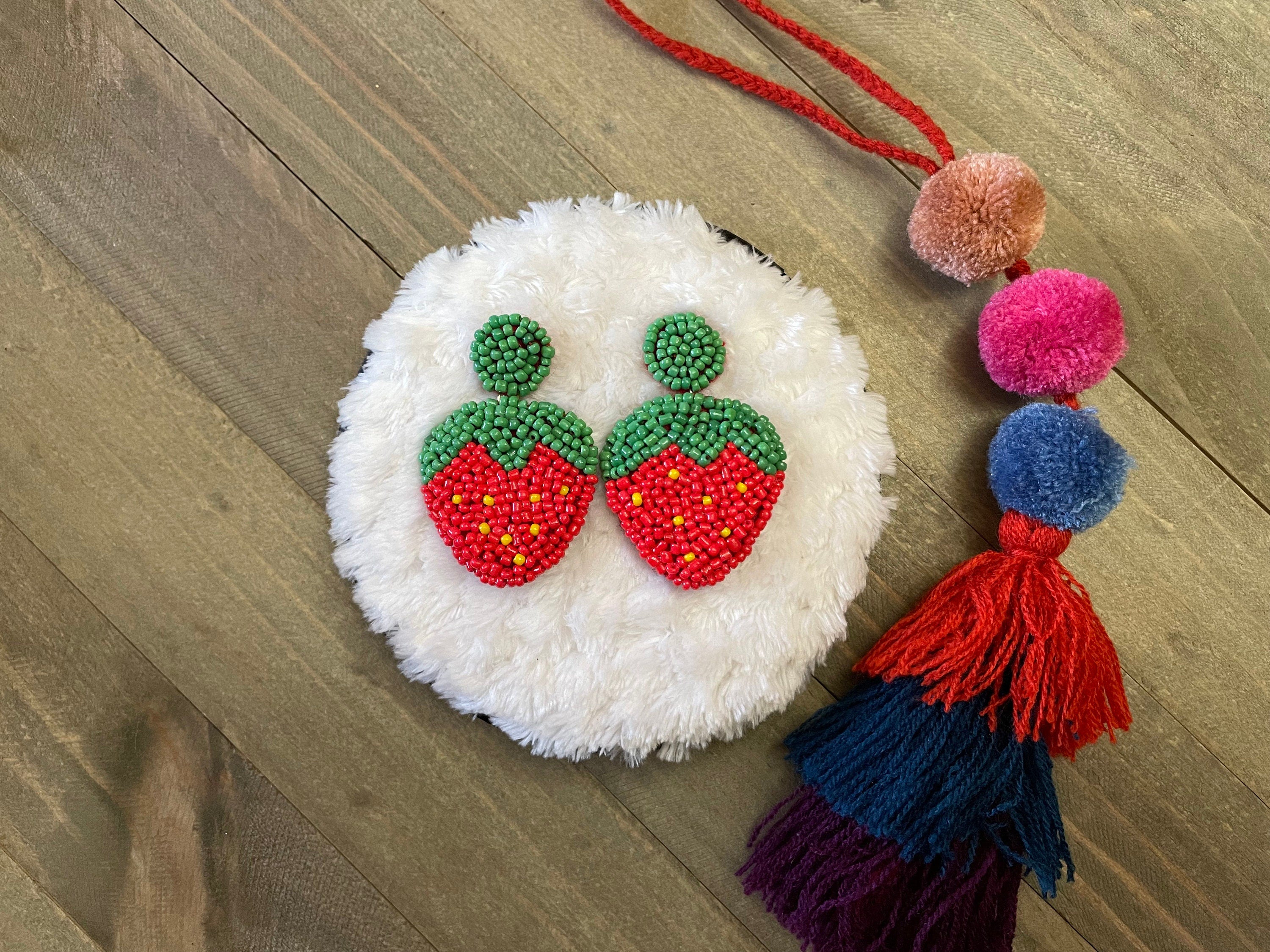 Image of Beautiful Hand Beaded Fruit Earrings - Artisan Made Earrings from Guadalajara, Mexico - Halloween Earrings