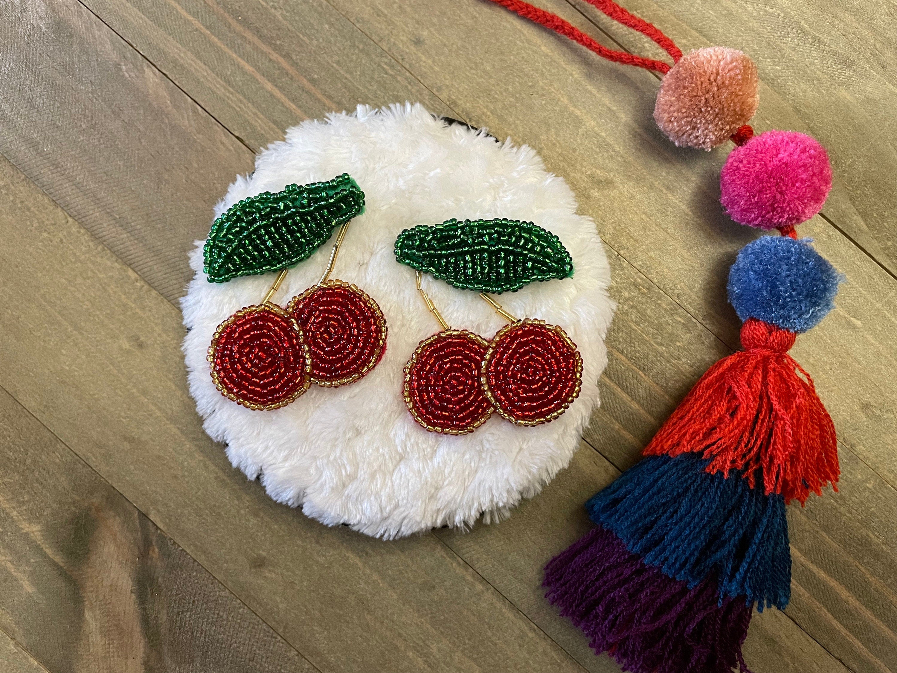 Beautiful Hand Beaded Fruit Earrings - Artisan Made Earrings from Guadalajara, Mexico - Halloween Earrings