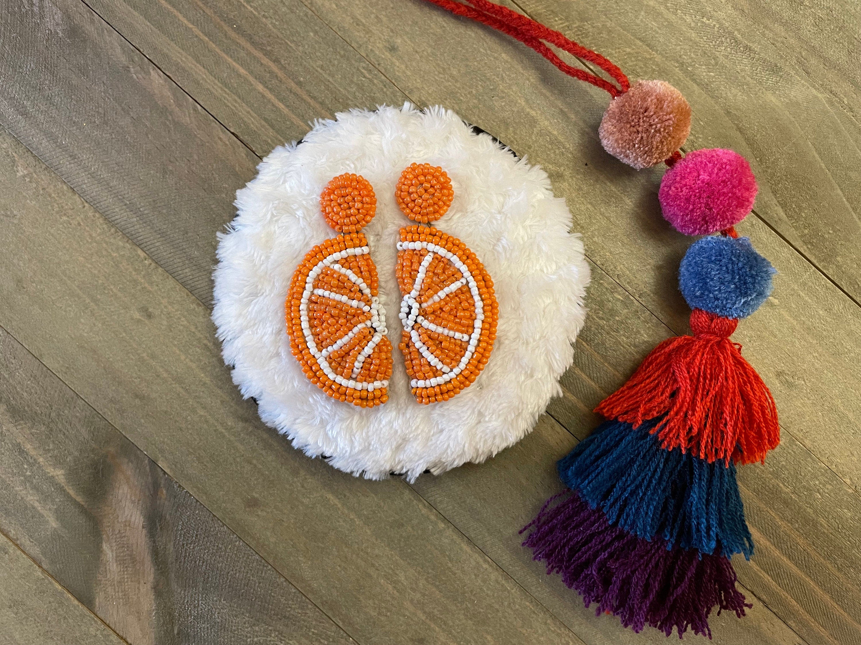 Image of Beautiful Hand Beaded Fruit Earrings - Artisan Made Earrings from Guadalajara, Mexico - Halloween Earrings