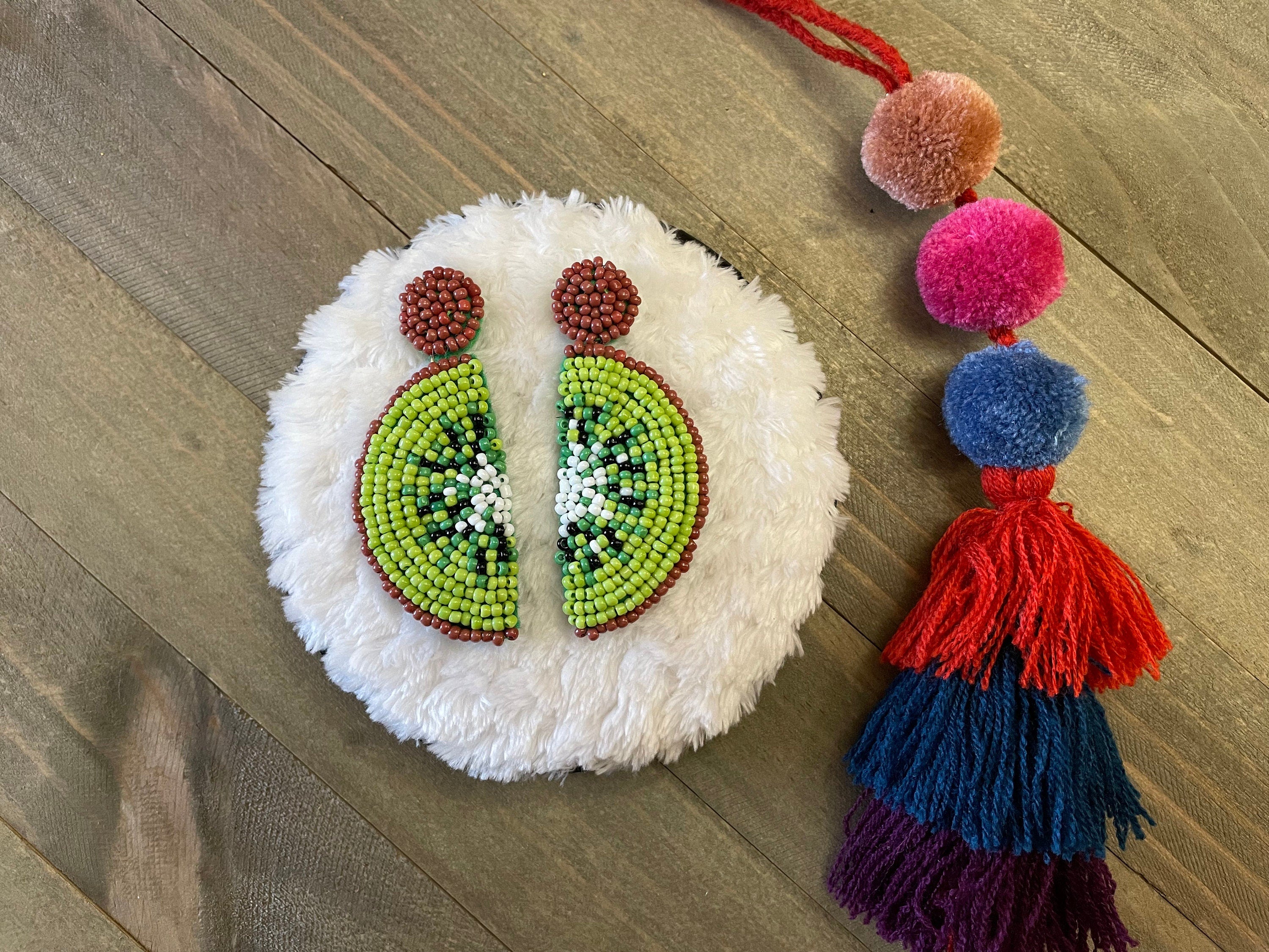 Image of Beautiful Hand Beaded Fruit Earrings - Artisan Made Earrings from Guadalajara, Mexico - Halloween Earrings