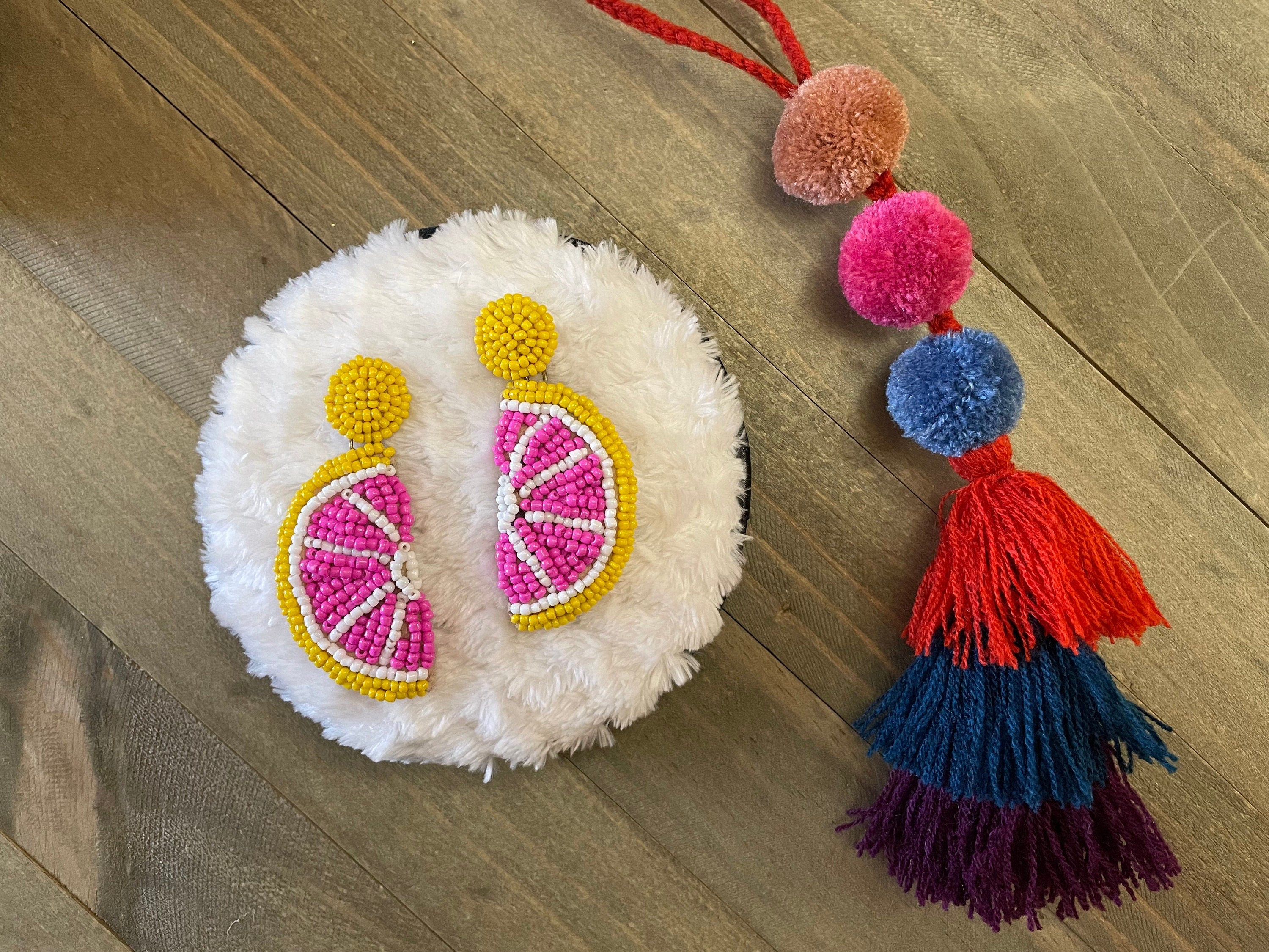 Image of Beautiful Hand Beaded Fruit Earrings - Artisan Made Earrings from Guadalajara, Mexico - Halloween Earrings