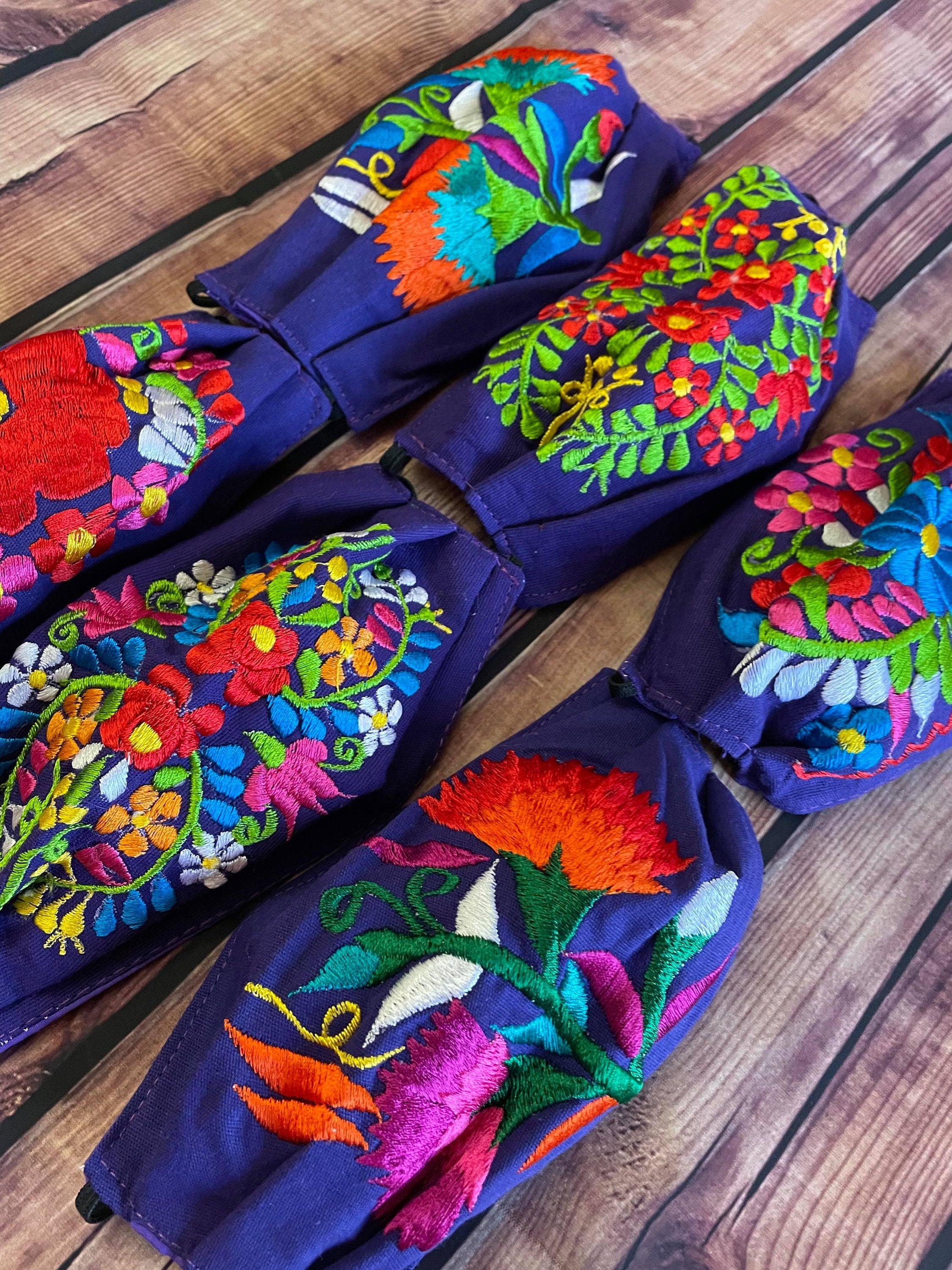 Image of FLOWERS-Embroidered Face Mask w/filter sewn-in