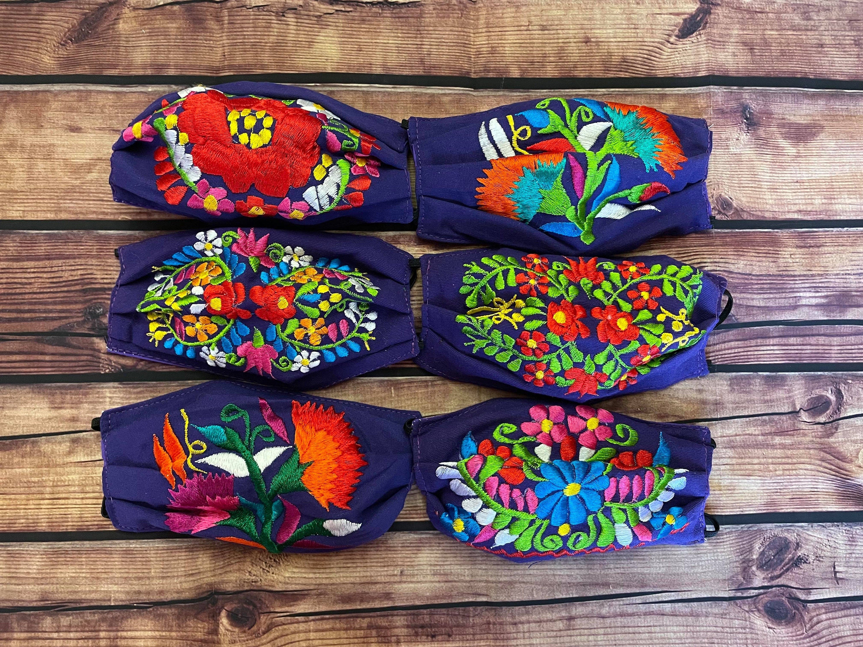 Image of FLOWERS-Embroidered Face Mask w/filter sewn-in