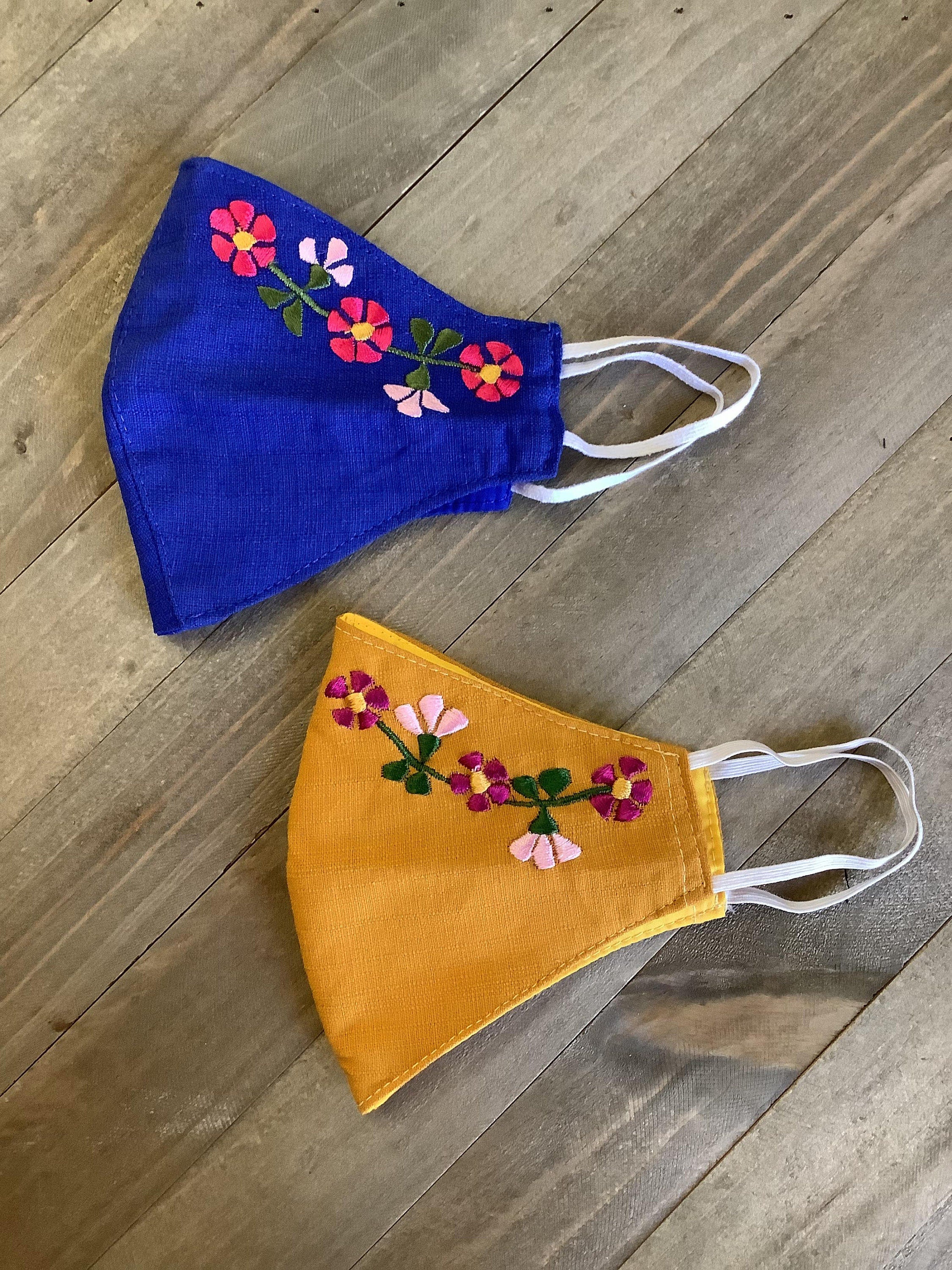 Image of Mexican Simple Embroidered Face Mask - Handmade Artisanal Face Masks