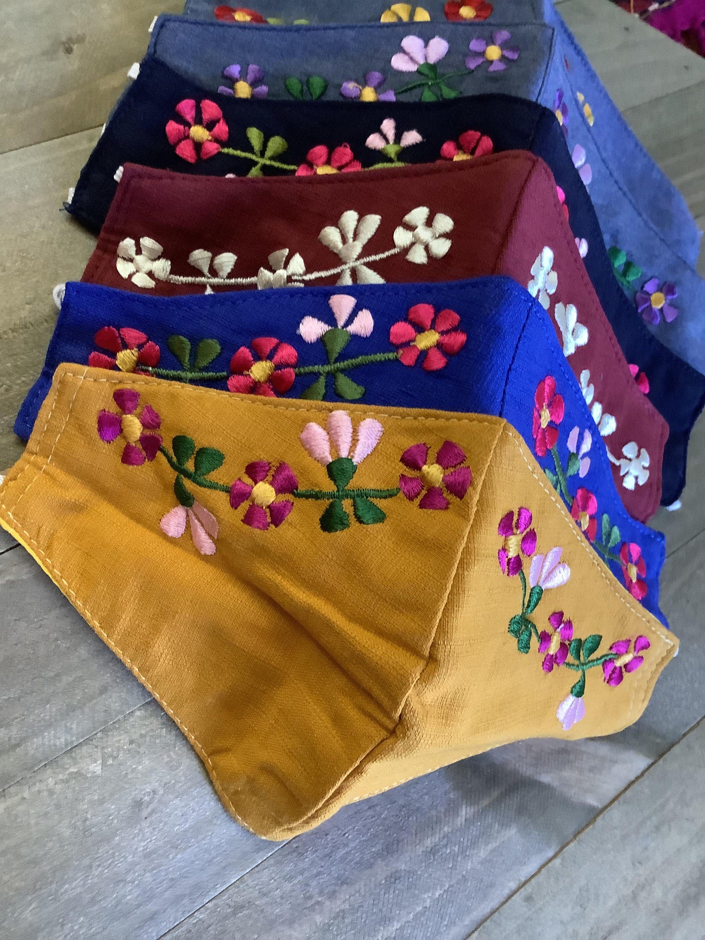 Image of Mexican Simple Embroidered Face Mask - Handmade Artisanal Face Masks