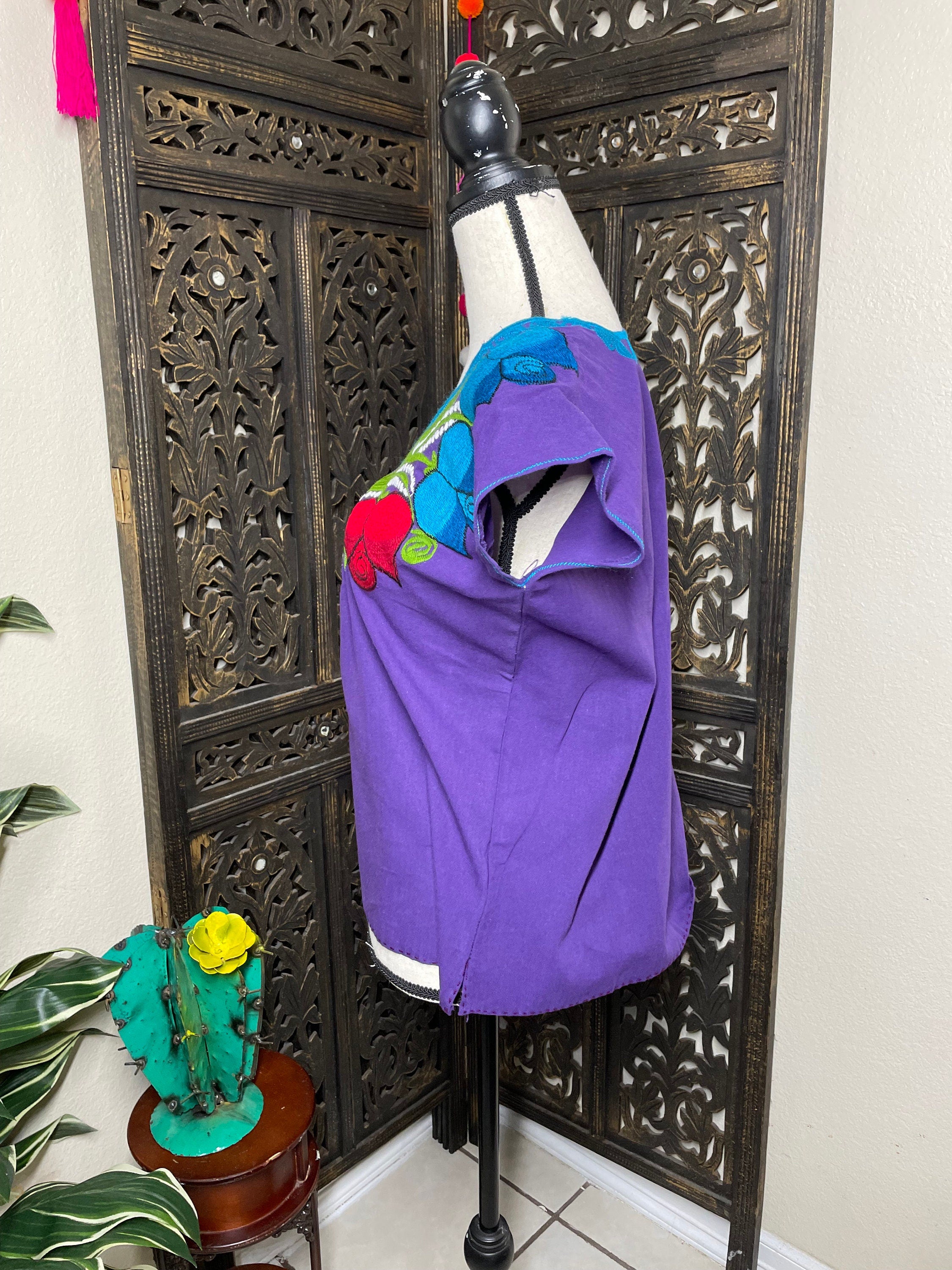 Image of Beautiful Hand Embroidered Rainbow Blouse - Mexican Embroidery - Handmade Blouse from Chiapas, Mexico