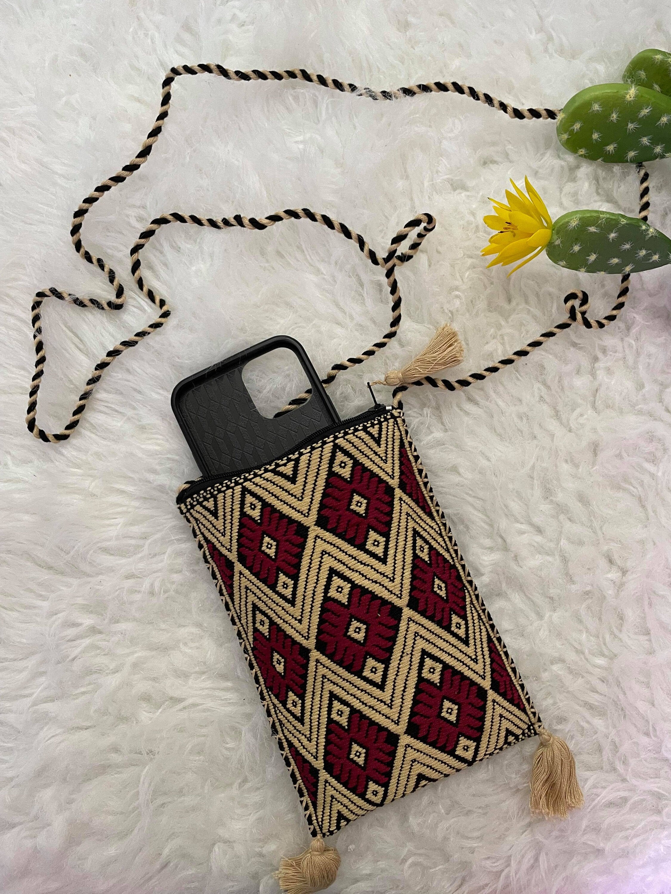 Image of Handmade Artisanal Phone Holders - Mexican Embroidery - Phone Crossbody