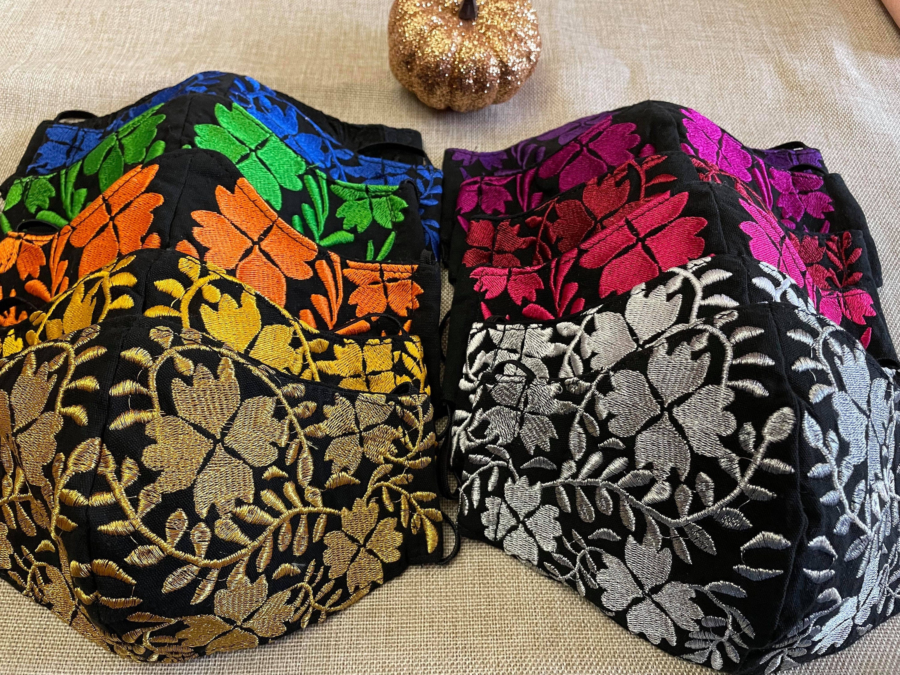 Image of Gorgeous and stylish Embroidered Face Mask with EXTRA Delicate Embroidered areas - Handmade Face Mask