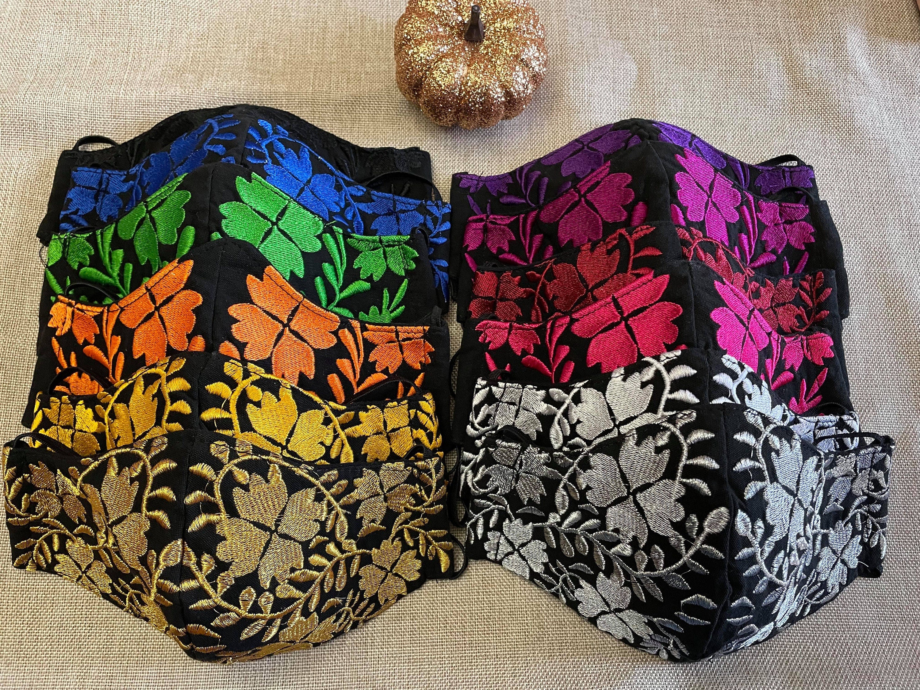 Image of Gorgeous and stylish Embroidered Face Mask with EXTRA Delicate Embroidered areas - Handmade Face Mask