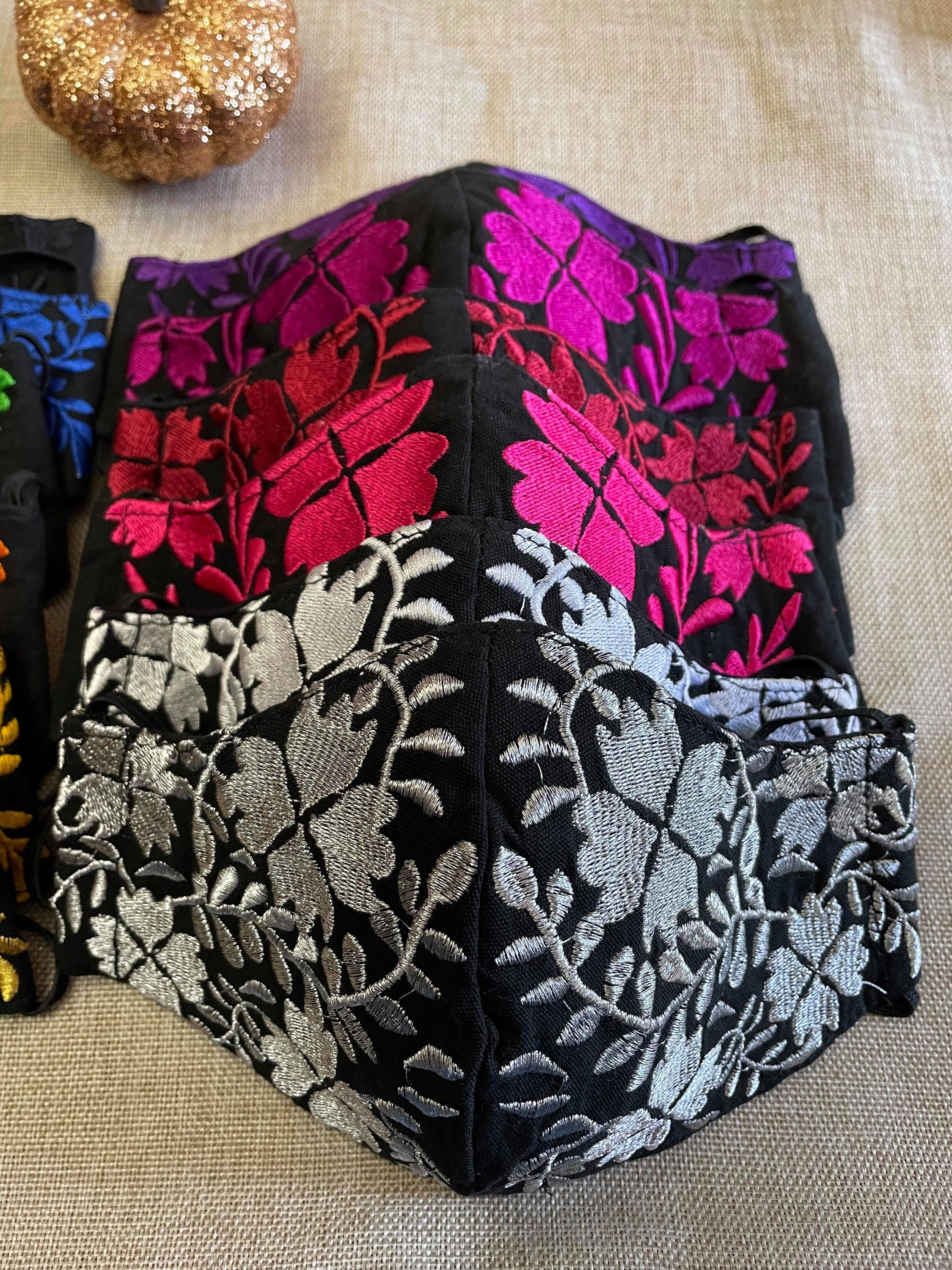 Image of Gorgeous and stylish Embroidered Face Mask with EXTRA Delicate Embroidered areas - Handmade Face Mask