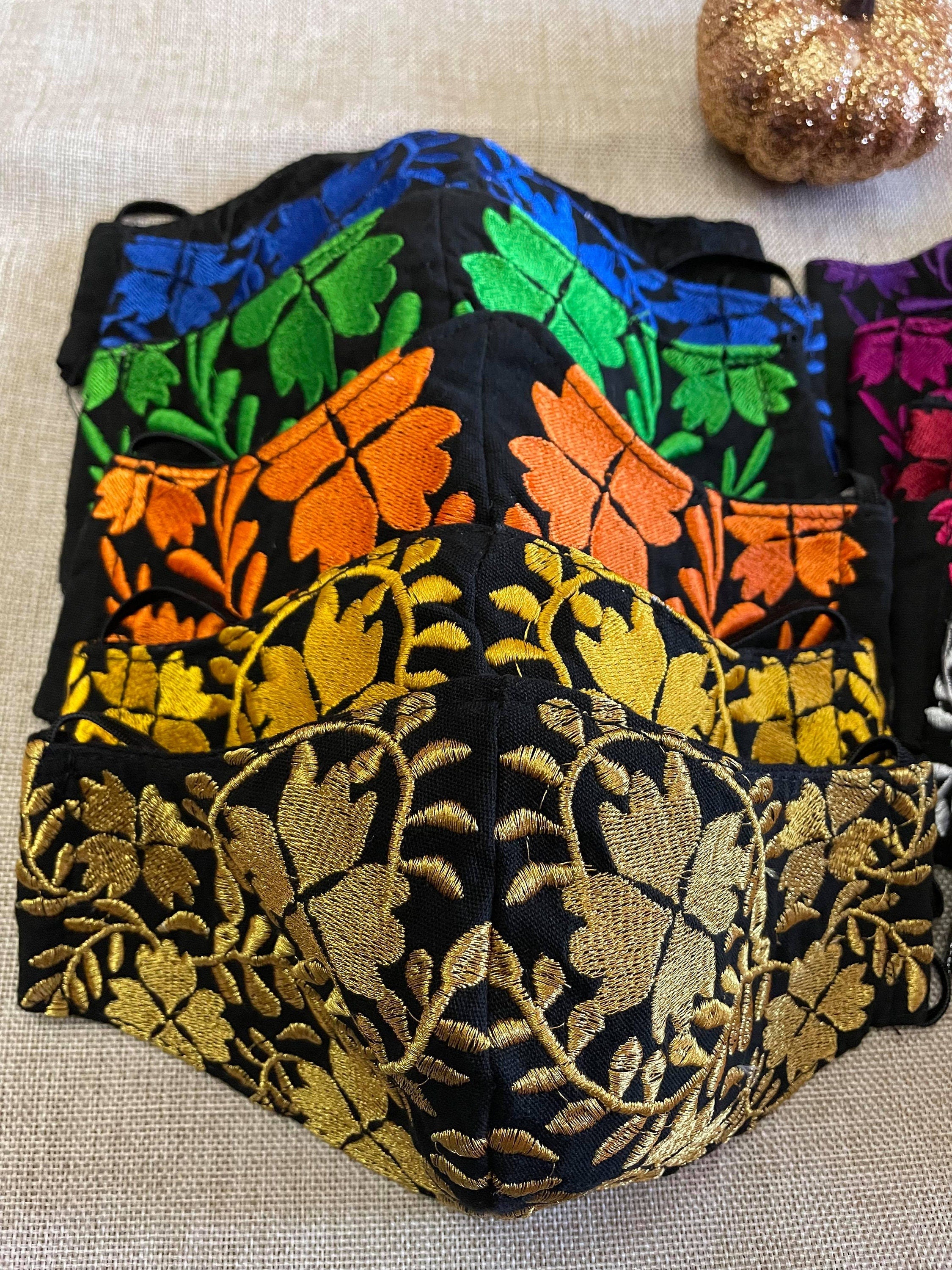 Image of Gorgeous and stylish Embroidered Face Mask with EXTRA Delicate Embroidered areas - Handmade Face Mask