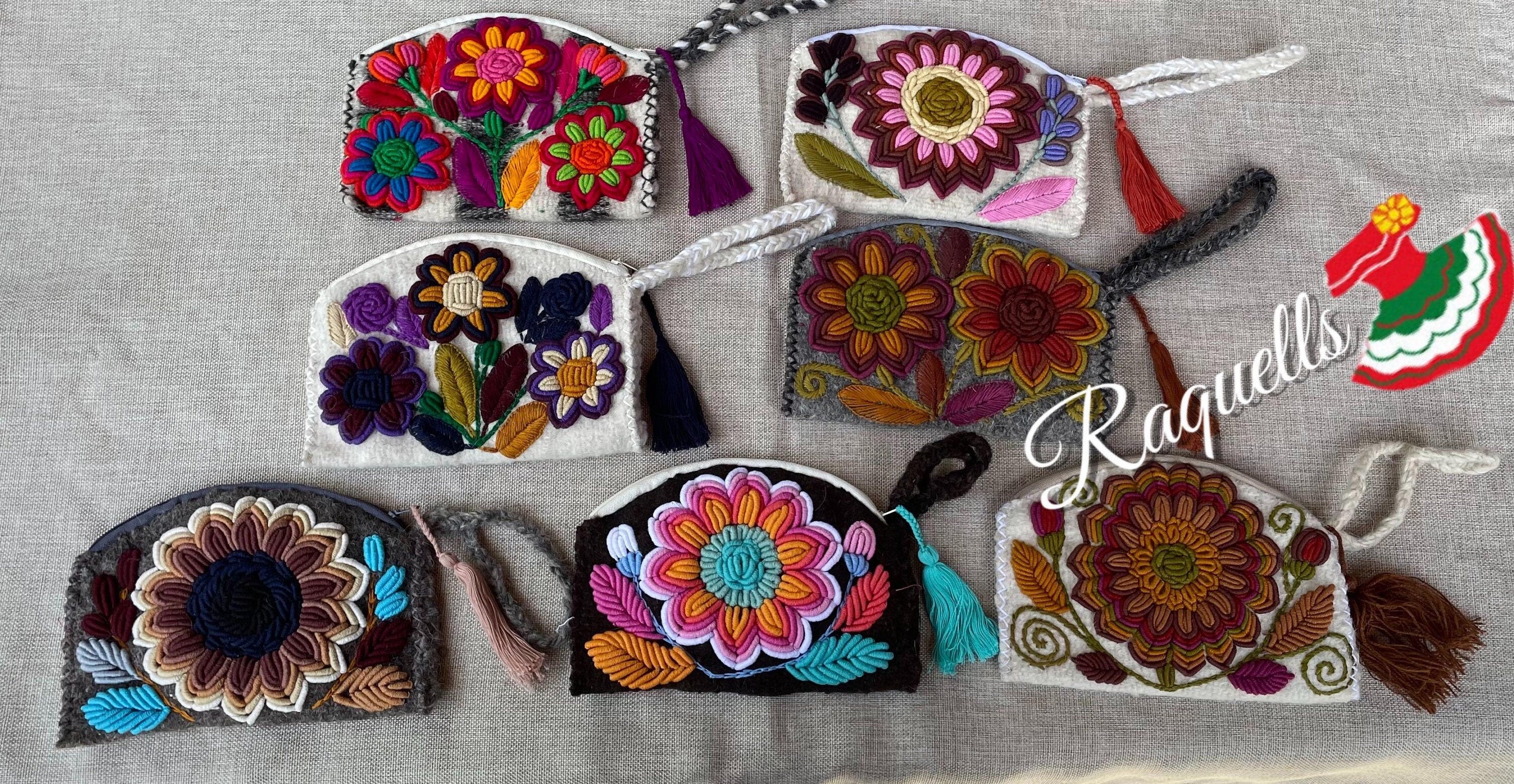Image of Handmade Mexican Wool Wristlet - Toiletry Bag - Handmade Wallet