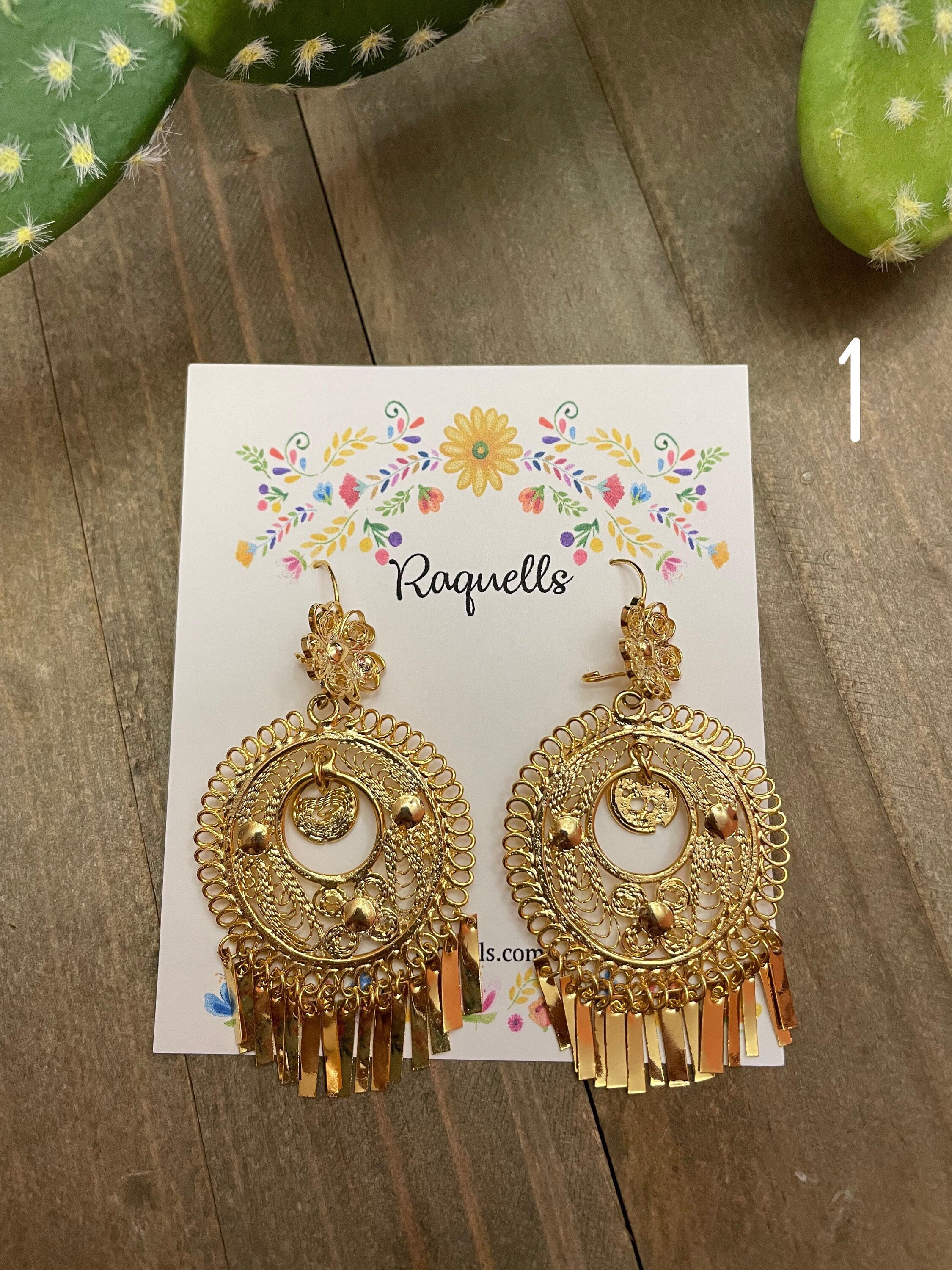Image of Gorgeous & Elegant Mexican Artisanal Gold Plated Filigree Earrings - Beautifully made by our Oaxaca Artisan Partners