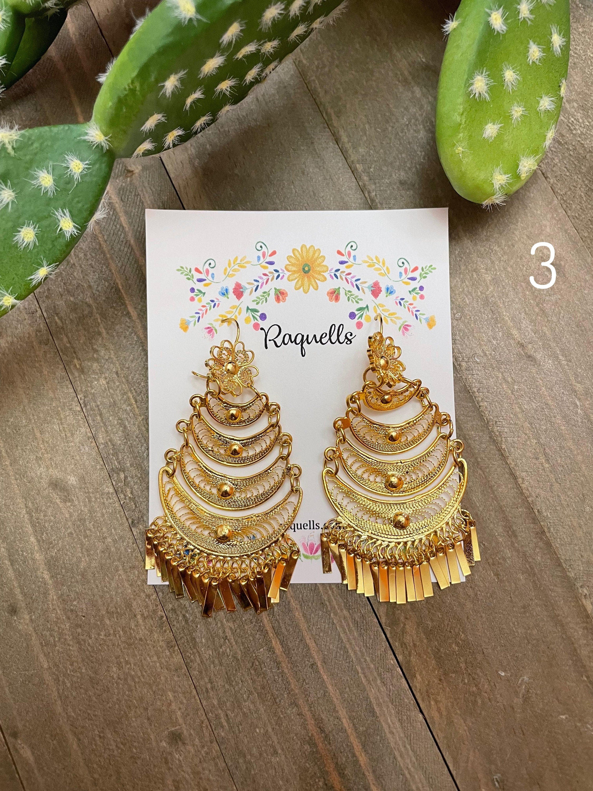 Image of Gorgeous & Elegant Mexican Artisanal Gold Plated Filigree Earrings - Beautifully made by our Oaxaca Artisan Partners