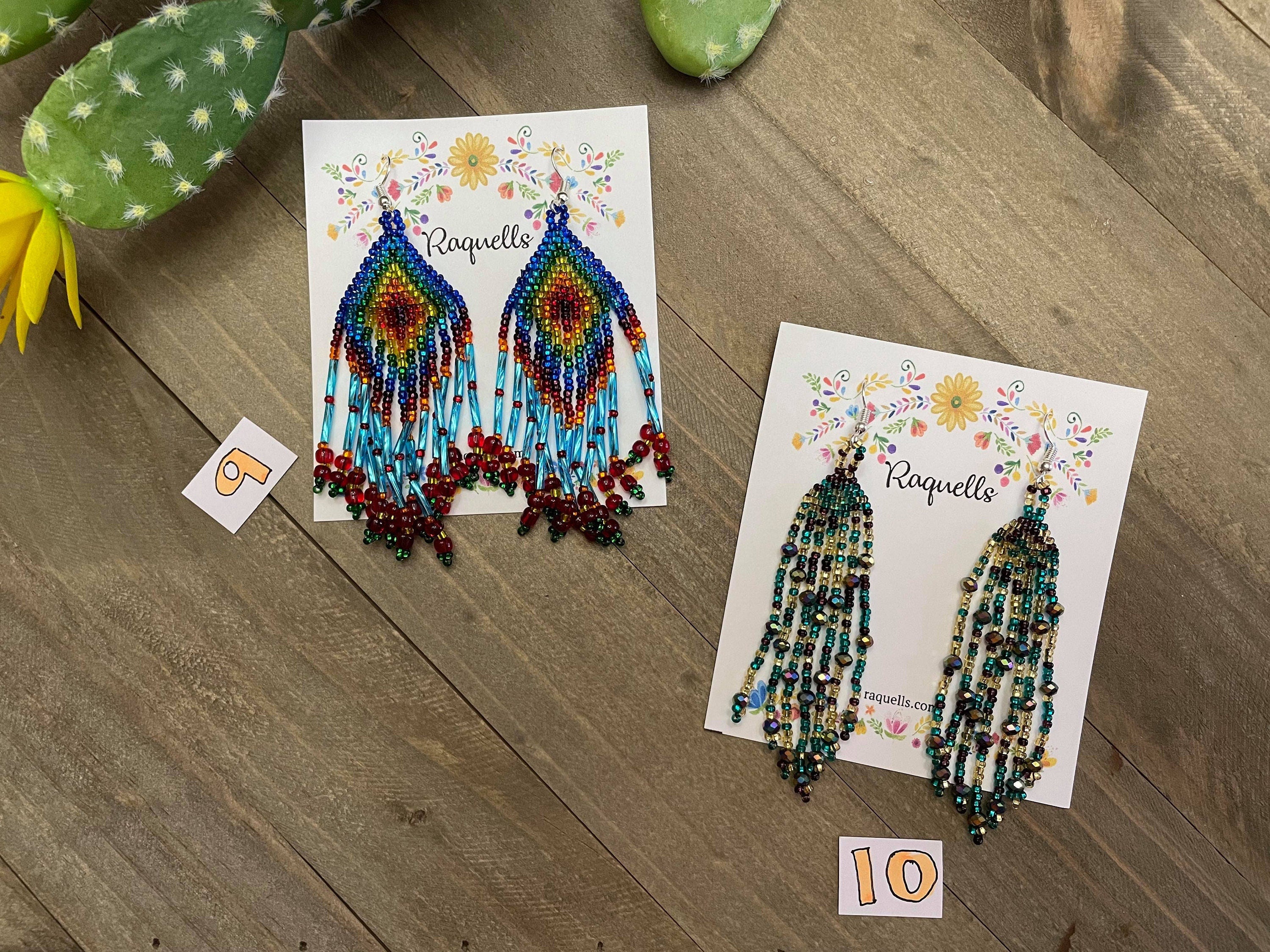 Image of Beautiful Hand Beaded Earrings - Chiapas, Mexico - Artisanal Earrings