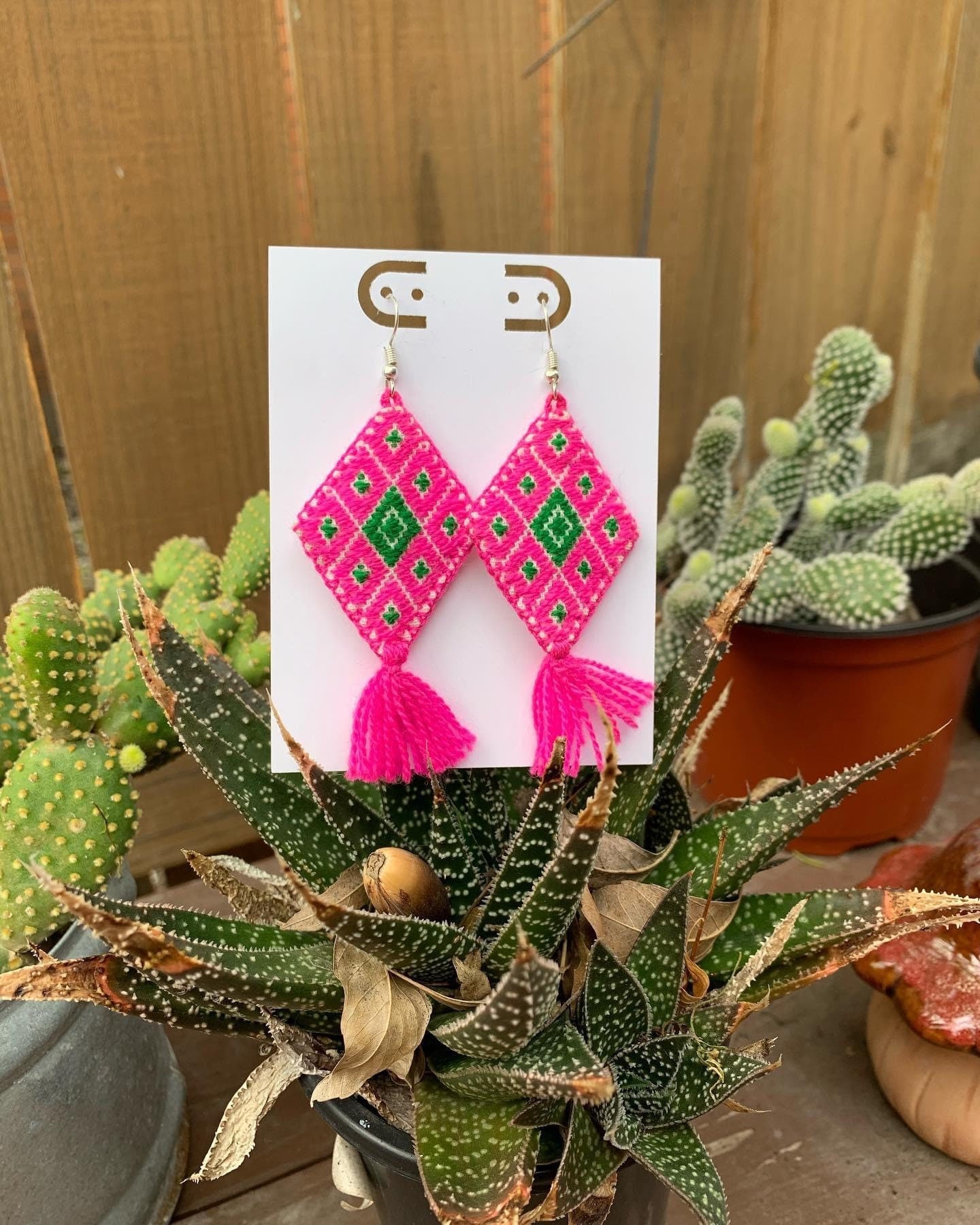 Image of Beautiful Handmade Artisanal Earrings - Hand Woven Earrings from Chiapas, Mexico