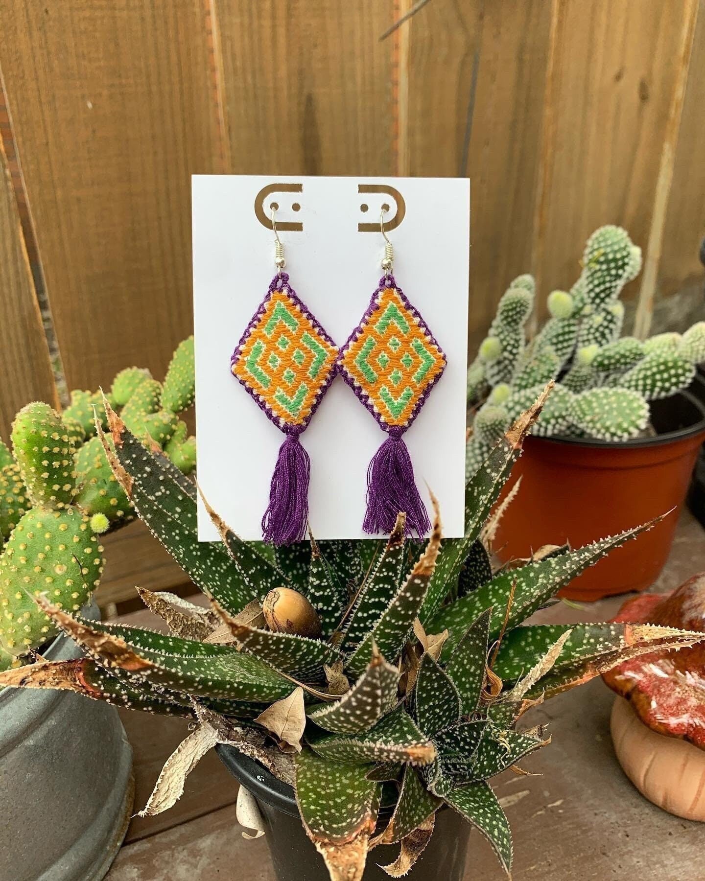 Image of Beautiful Handmade Artisanal Earrings - Hand Woven Earrings from Chiapas, Mexico