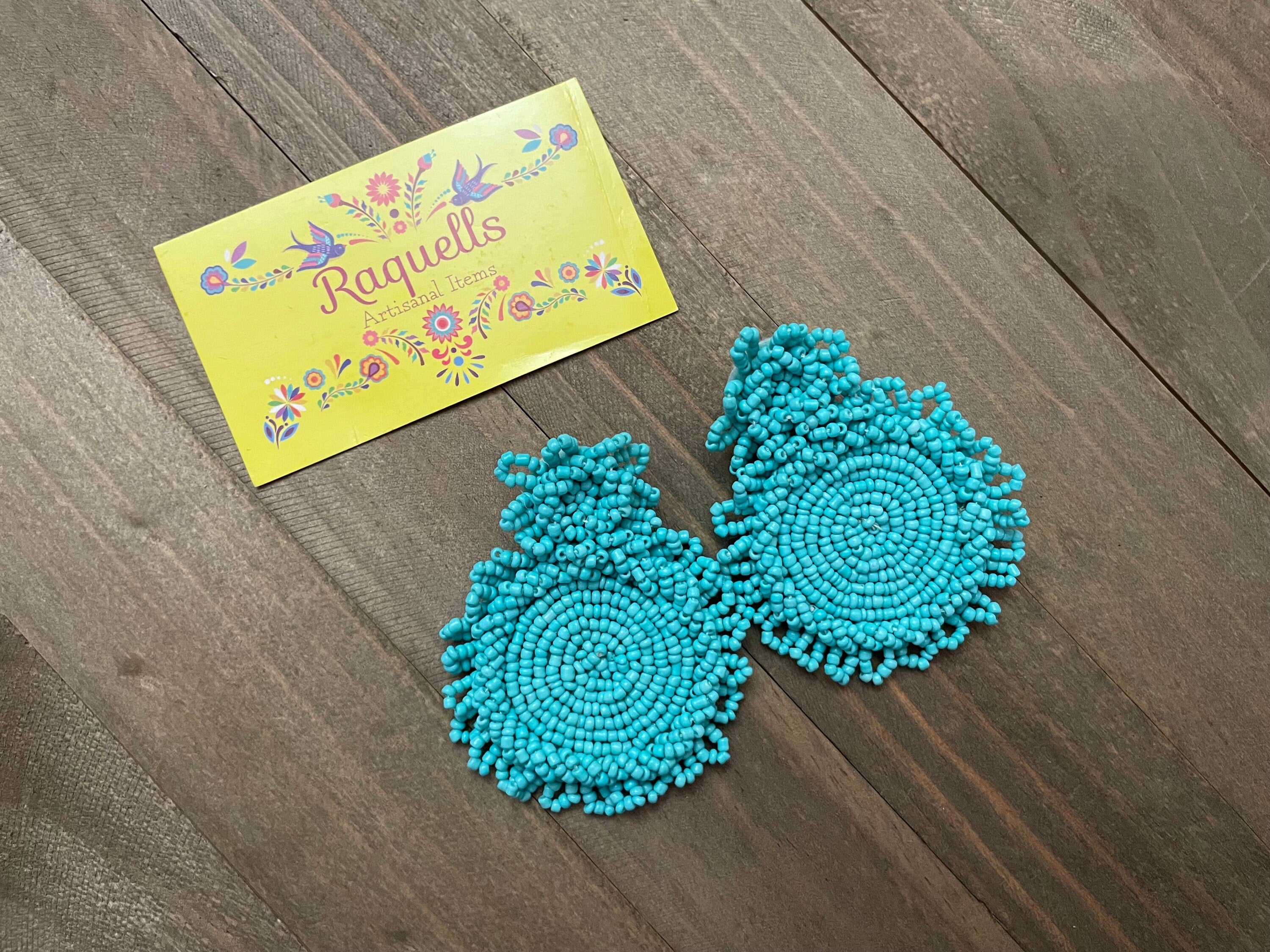 Image of Gorgeous Hand Beaded Stud Earrings - Handmade Large Earrings