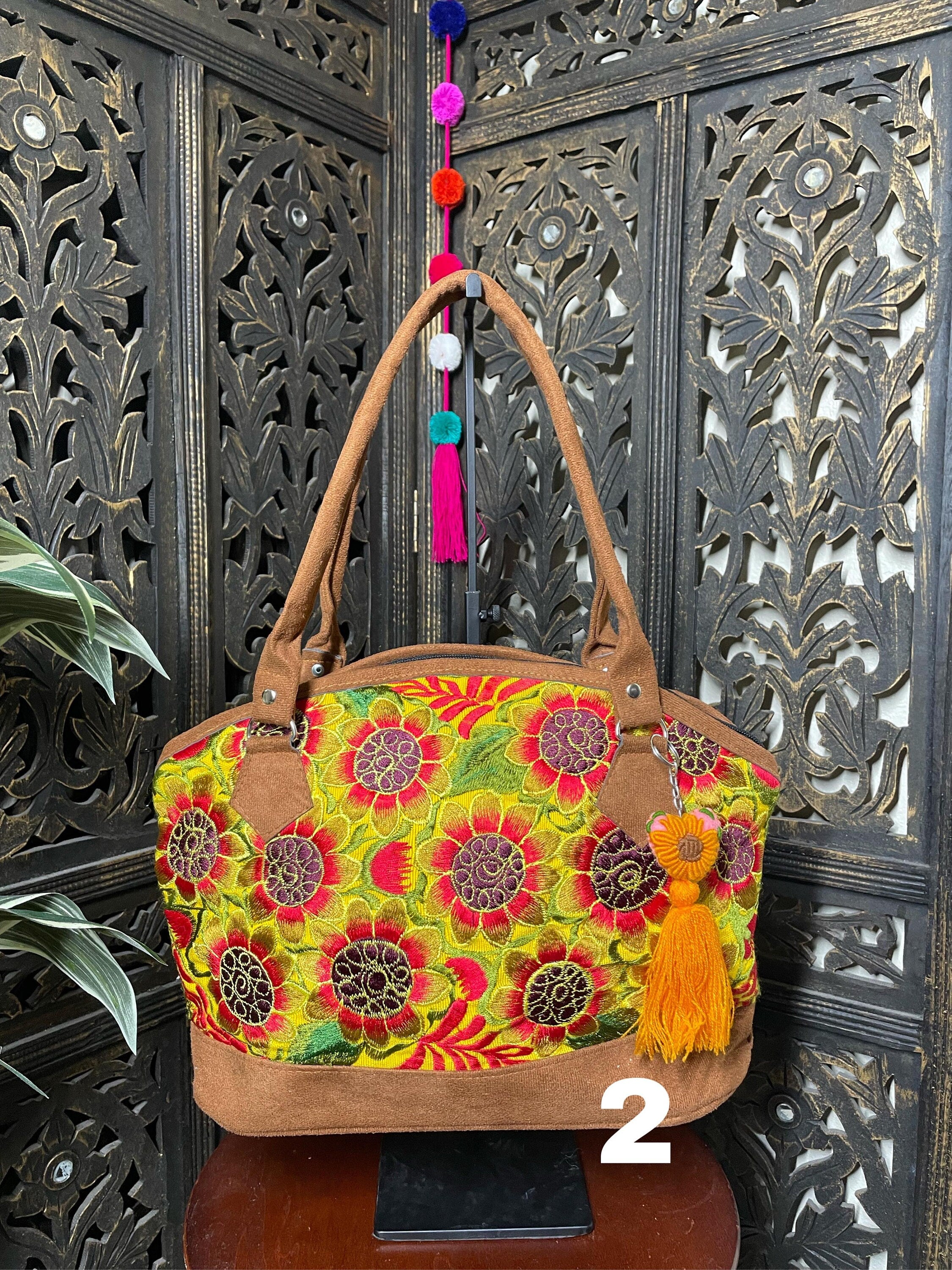 Image of Floral Embroidered Shoulder Bags from Chiapas, Mexico - Handmade Mexican Purse