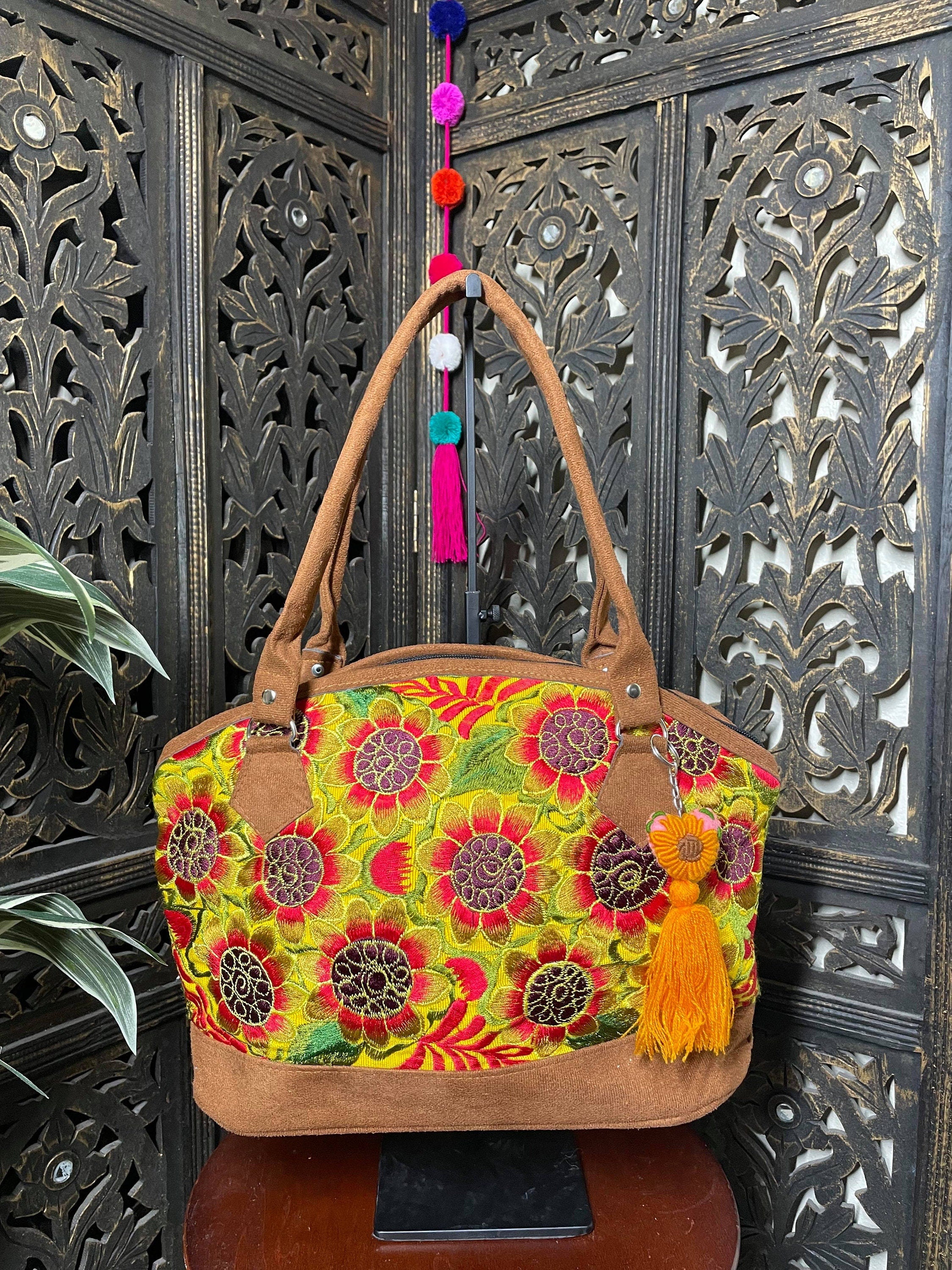 Floral Embroidered Shoulder Bags from Chiapas, Mexico - Handmade Mexican Purse