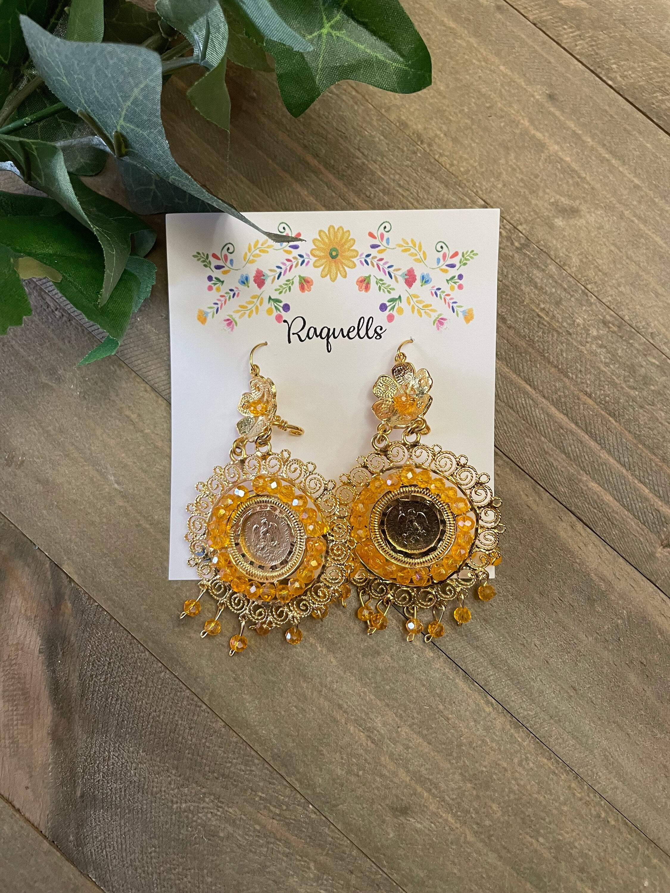 Image of Gorgeous and Elegant Mexican Artisanal Gold Plated Filigree Earrings - Beautiful Folkloric Earrings made by our Oaxaca Artisan Partners