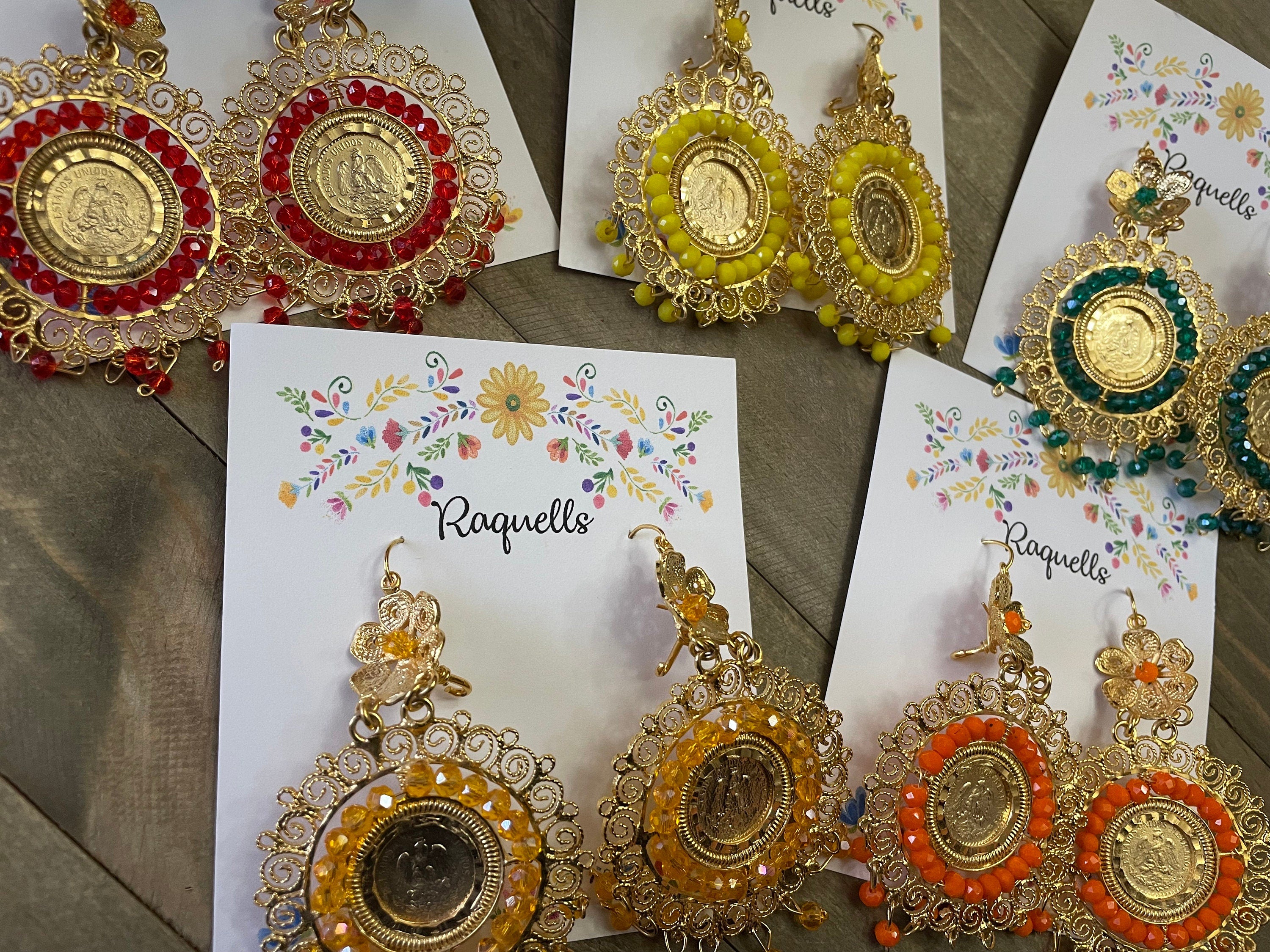 Image of Gorgeous and Elegant Mexican Artisanal Gold Plated Filigree Earrings - Beautiful Folkloric Earrings made by our Oaxaca Artisan Partners