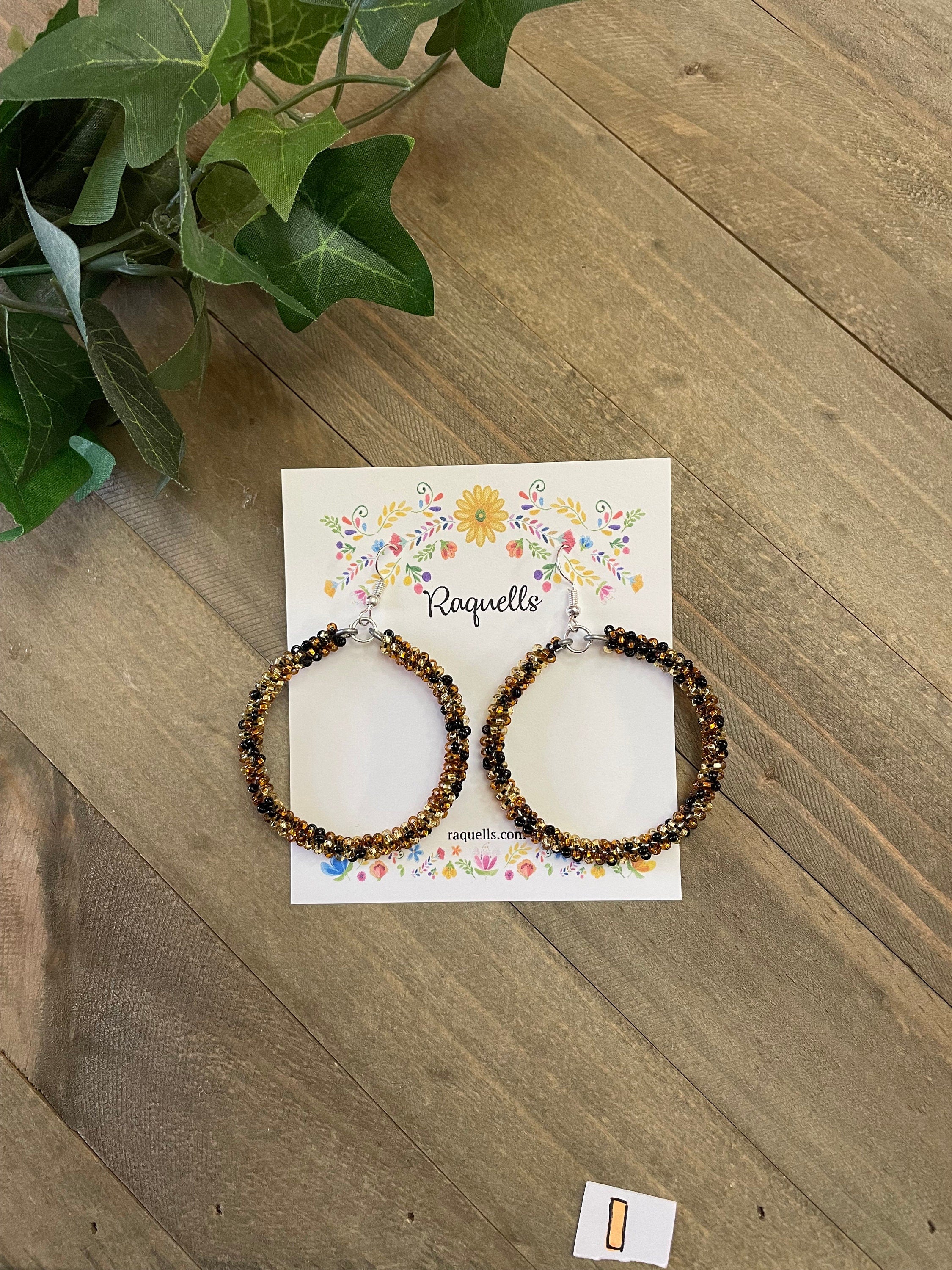 Image of Beautiful Hand Beaded Artisanal Earrings - Beaded Earrings From Chiapas, Mexico