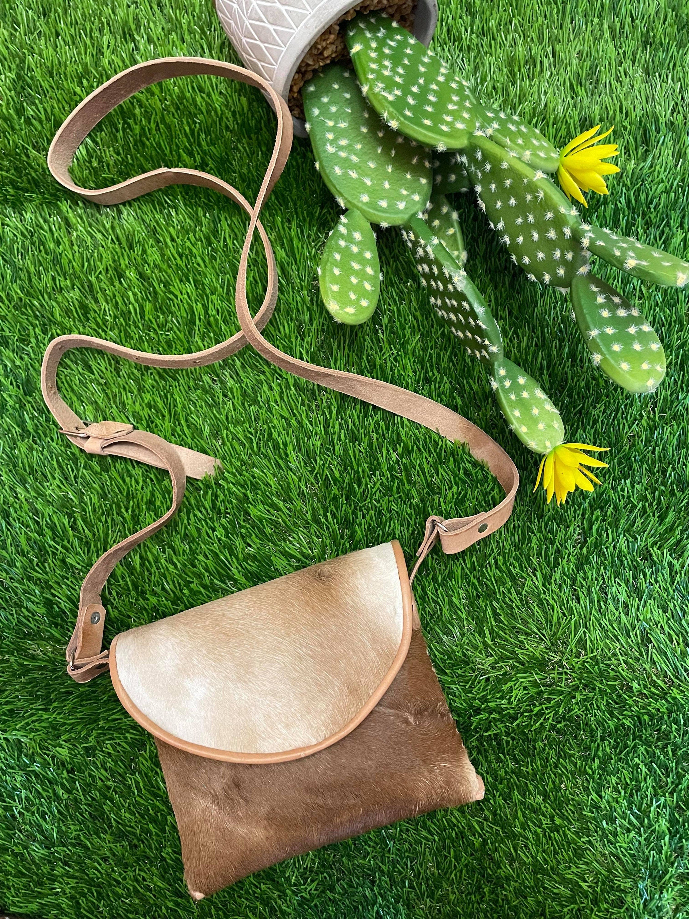 Image of Handmade Cow Hide Crossbody Bag - Artisan Made Messenger Bag