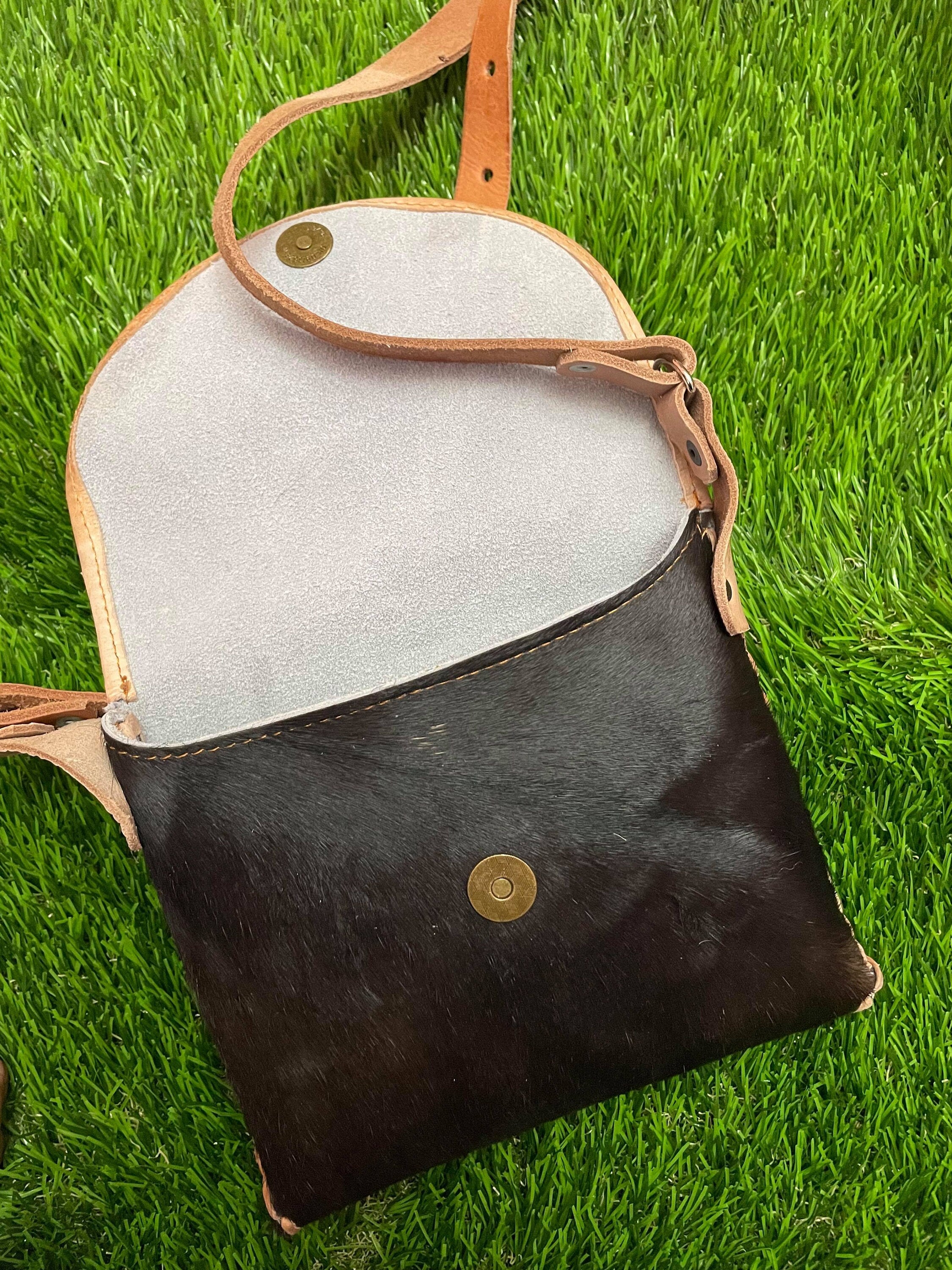Handmade Cow Hide Crossbody Bag - Artisan Made Messenger Bag