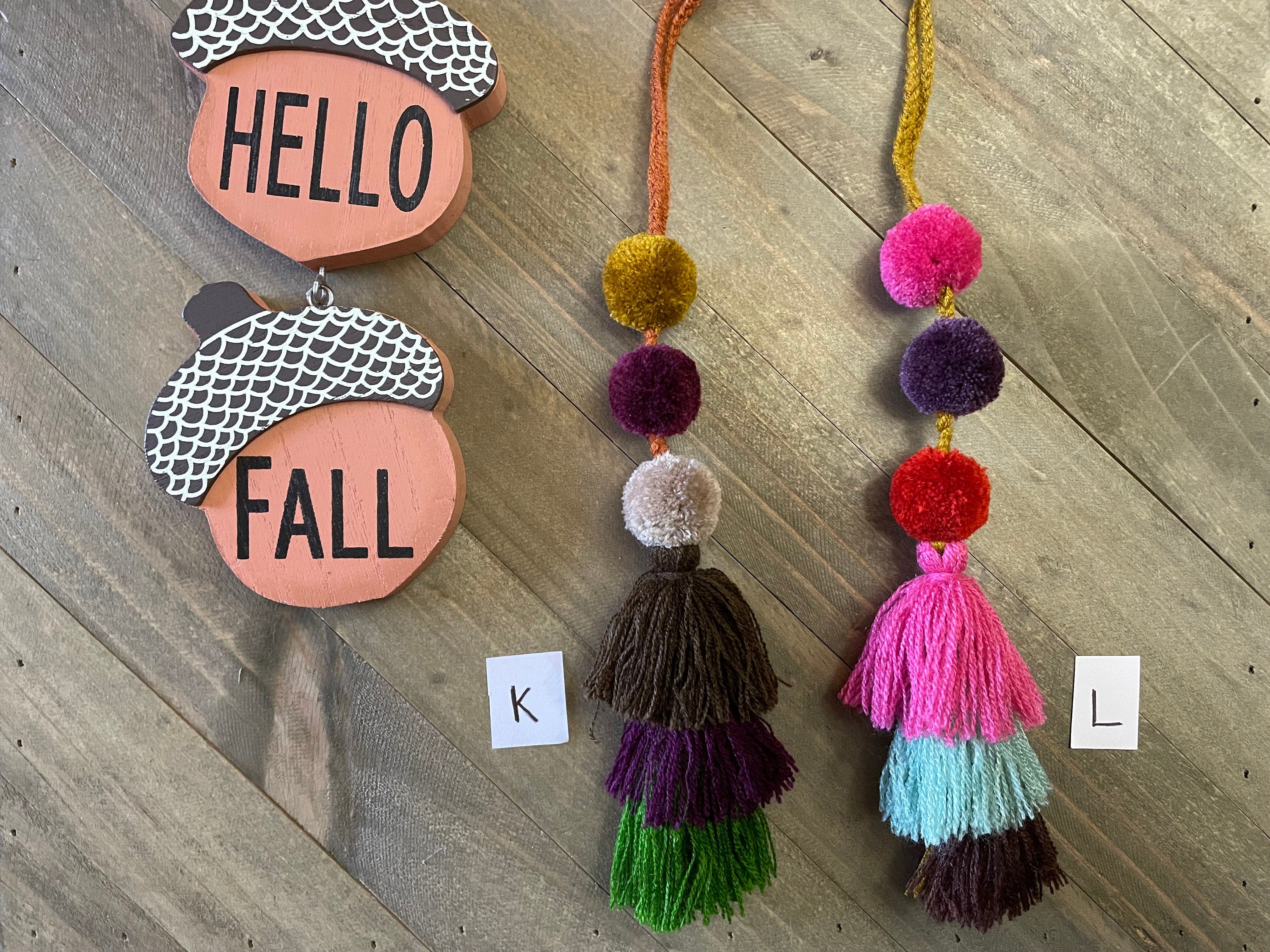 Fall Colored Artisanal PomPom Tassels - Mexican PomPom Keychains - Purse Decor