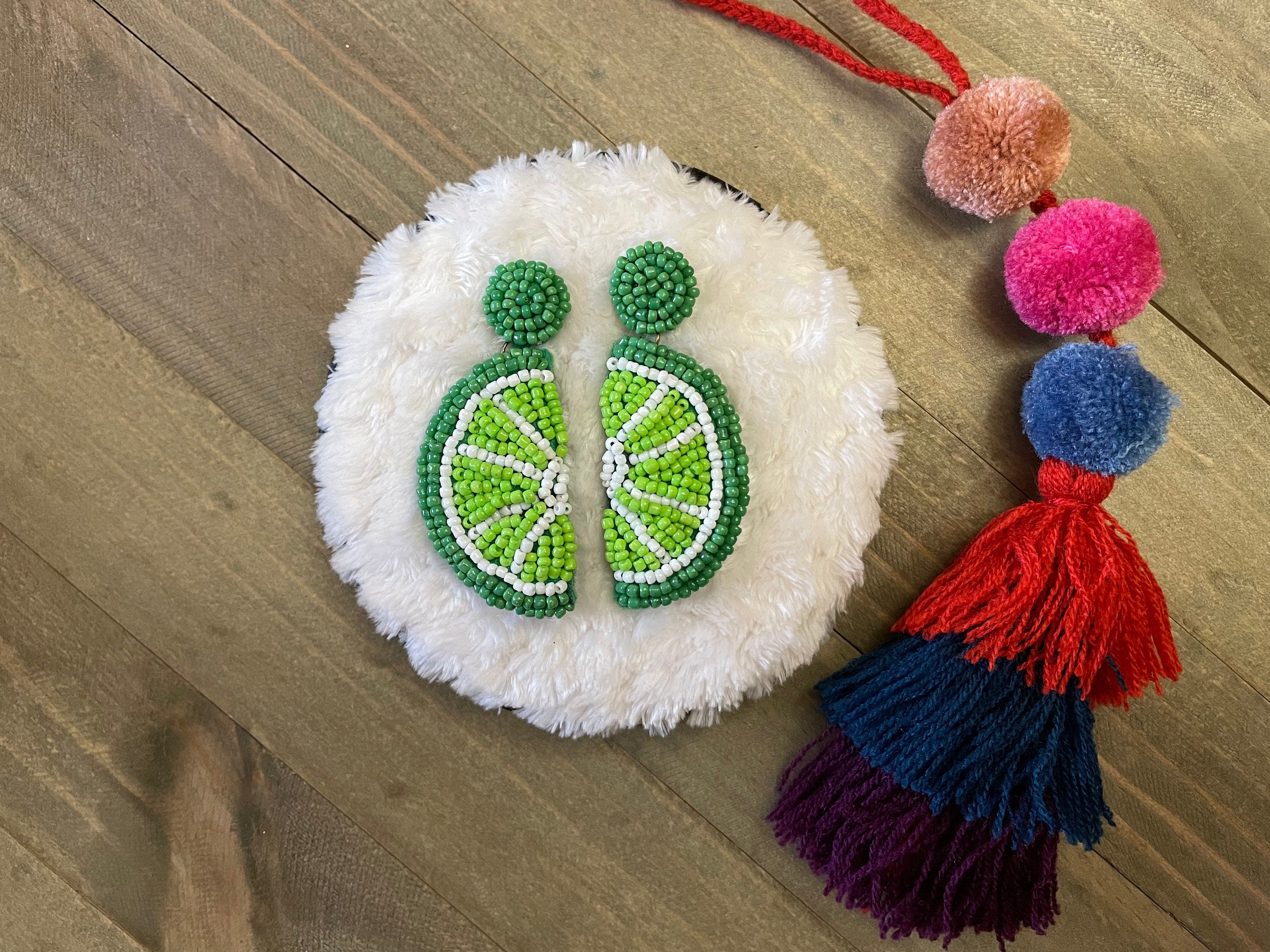 Image of Beautiful Hand Beaded Fruit Earrings - Artisan Made Earrings from Guadalajara, Mexico - Halloween Earrings