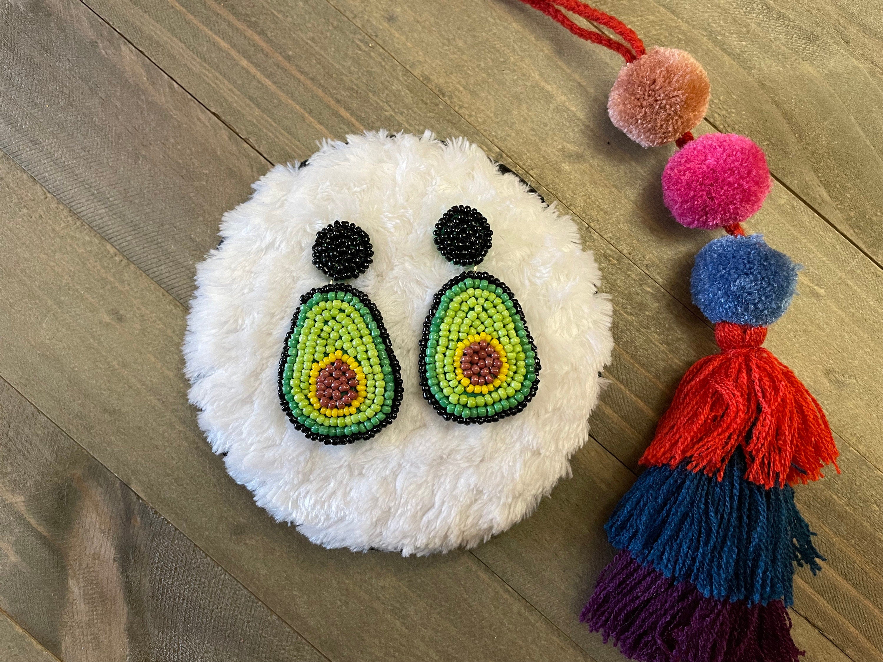 Image of Beautiful Hand Beaded Fruit Earrings - Artisan Made Earrings from Guadalajara, Mexico - Halloween Earrings