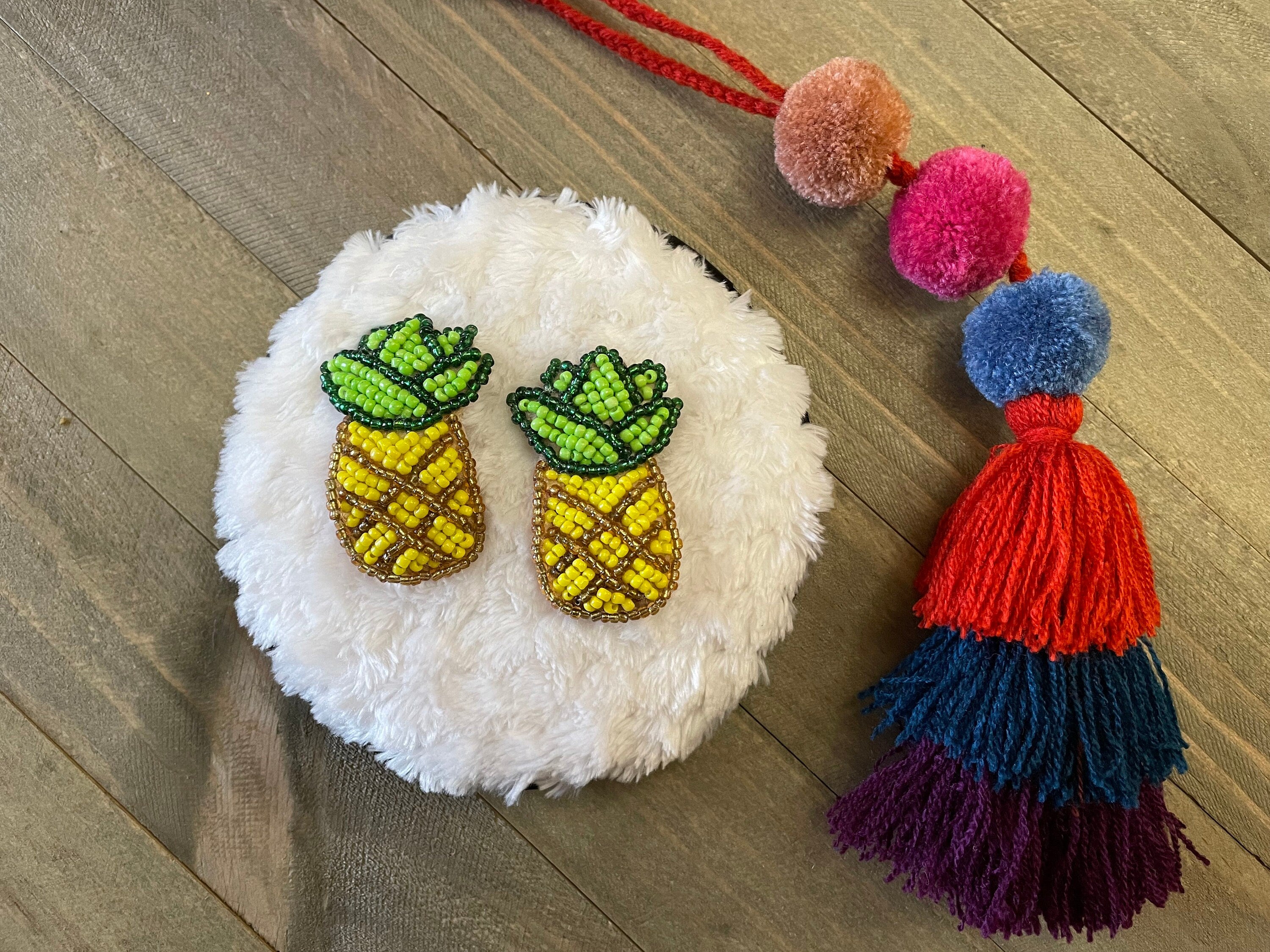 Image of Beautiful Hand Beaded Fruit Earrings - Artisan Made Earrings from Guadalajara, Mexico - Halloween Earrings