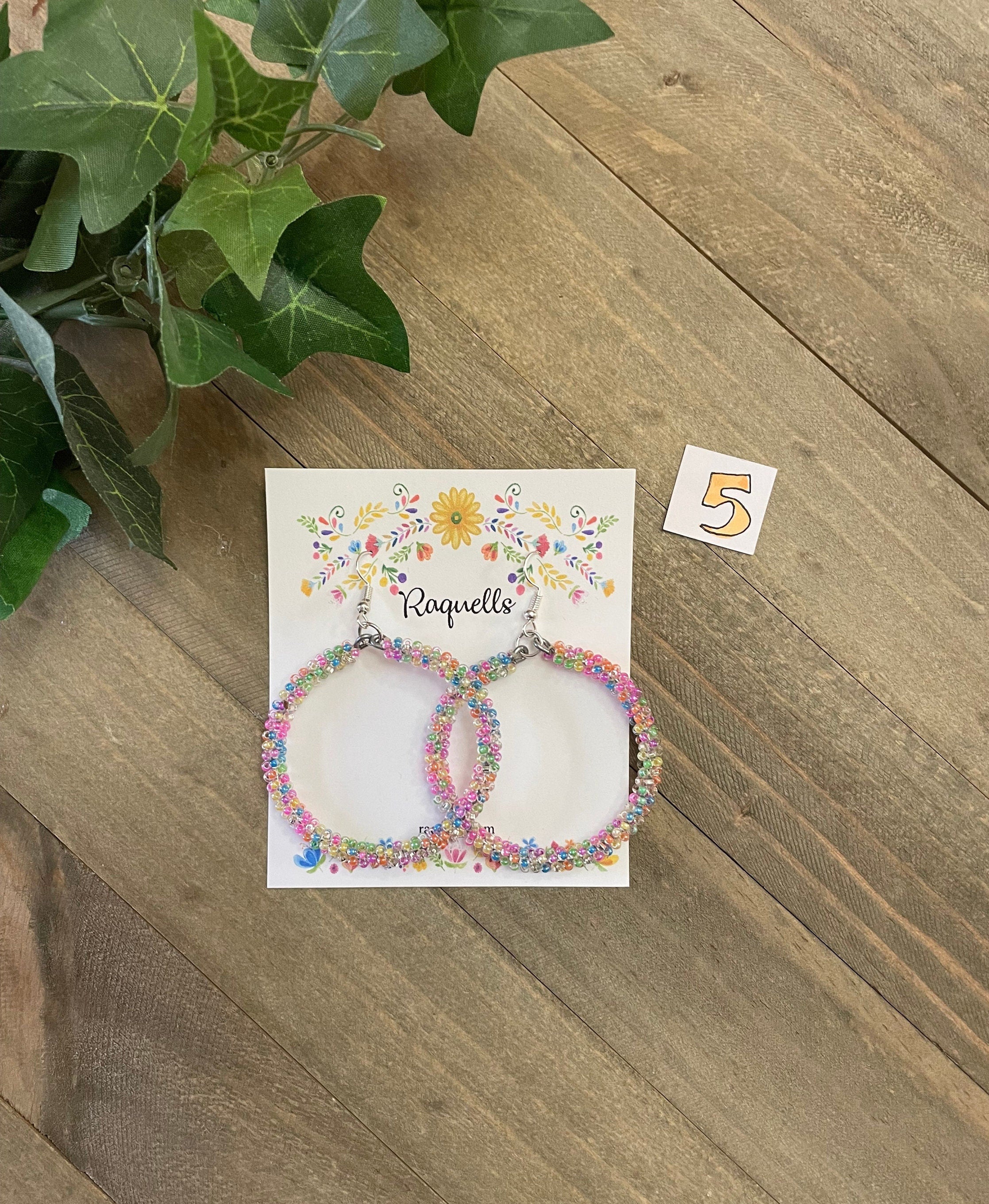 Image of Beautiful Hand Beaded Artisanal Earrings - Beaded Earrings From Chiapas, Mexico