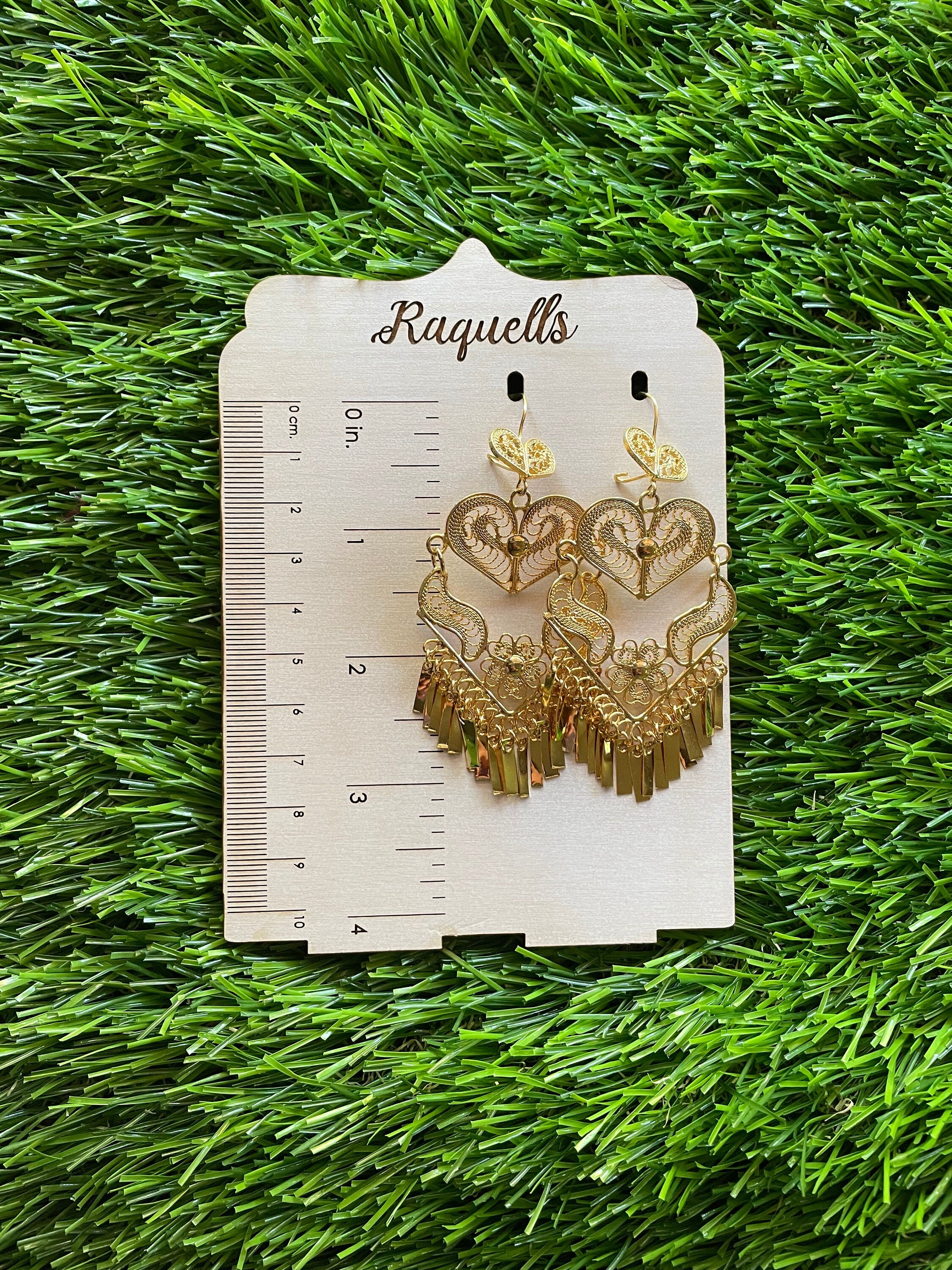 Image of Arrow Heart - Gorgeous & Elegant Mexican Artisanal Gold Plated Filigree Earrings - Beautiful Folkloric Earrings made by our Oaxaca Partners