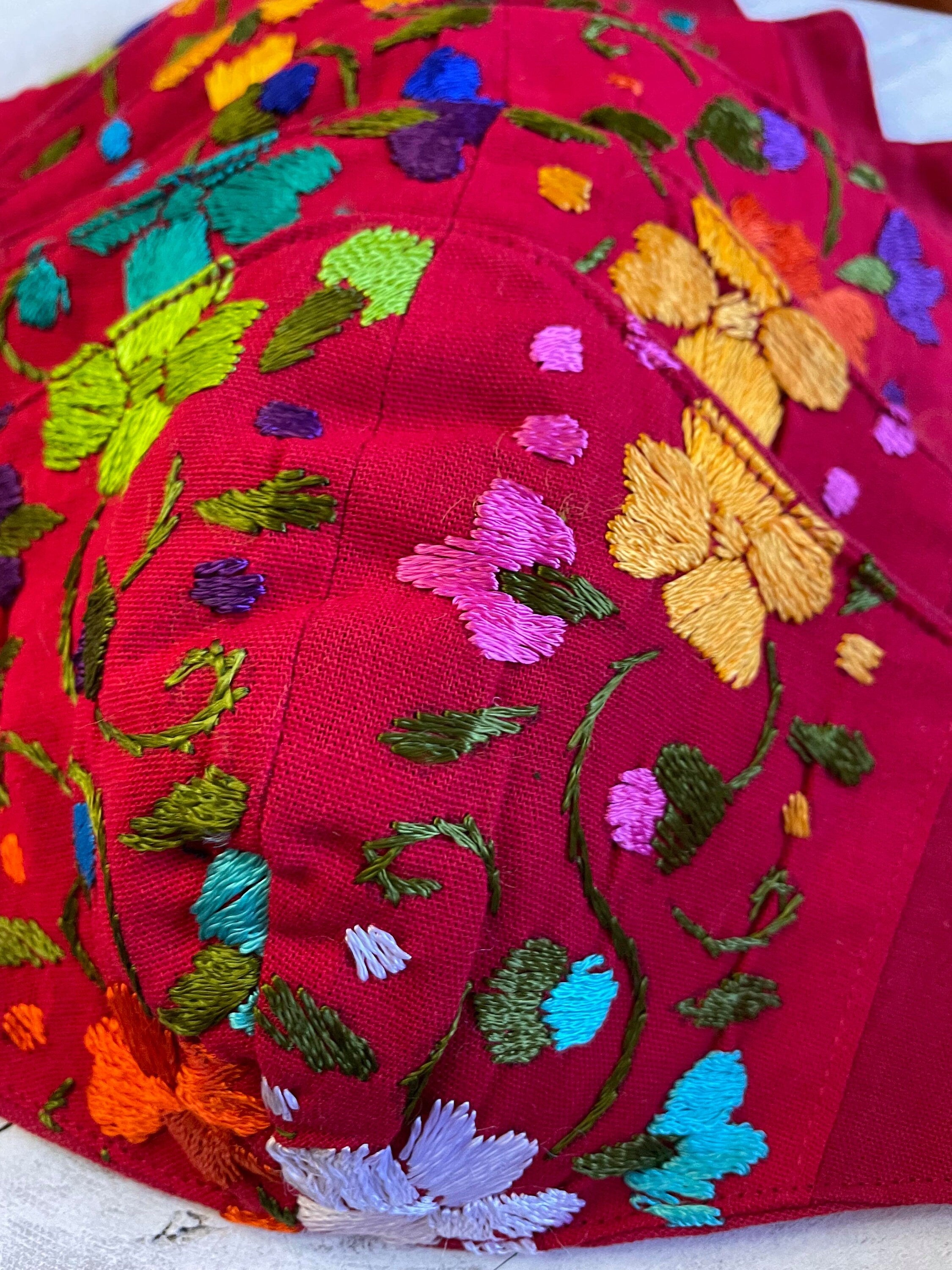 Image of Mexican Simple Embroidered Hot pink color Face Mask - Handmade Artisanal Face Masks
