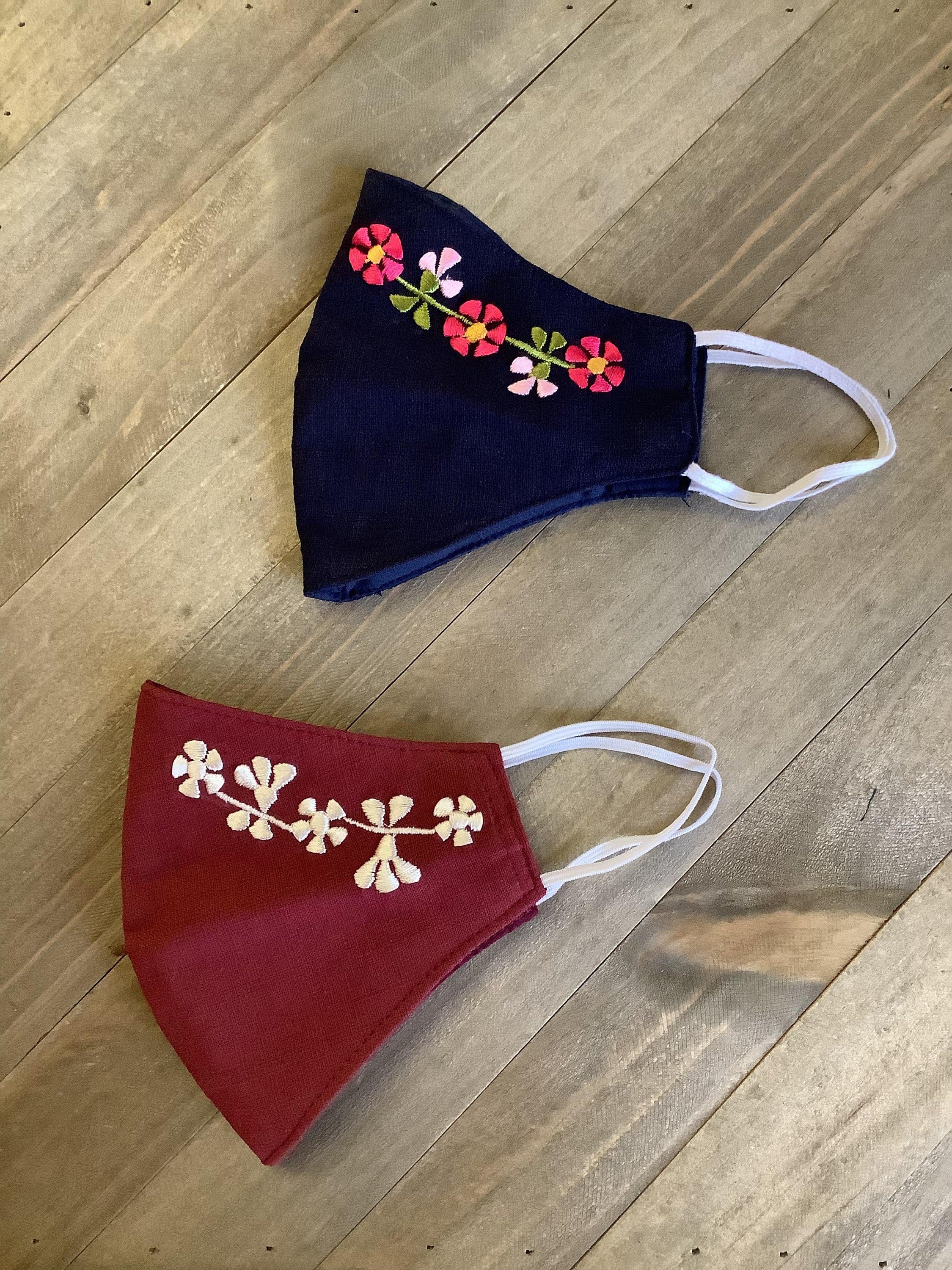 Image of Mexican Simple Embroidered Face Mask - Handmade Artisanal Face Masks