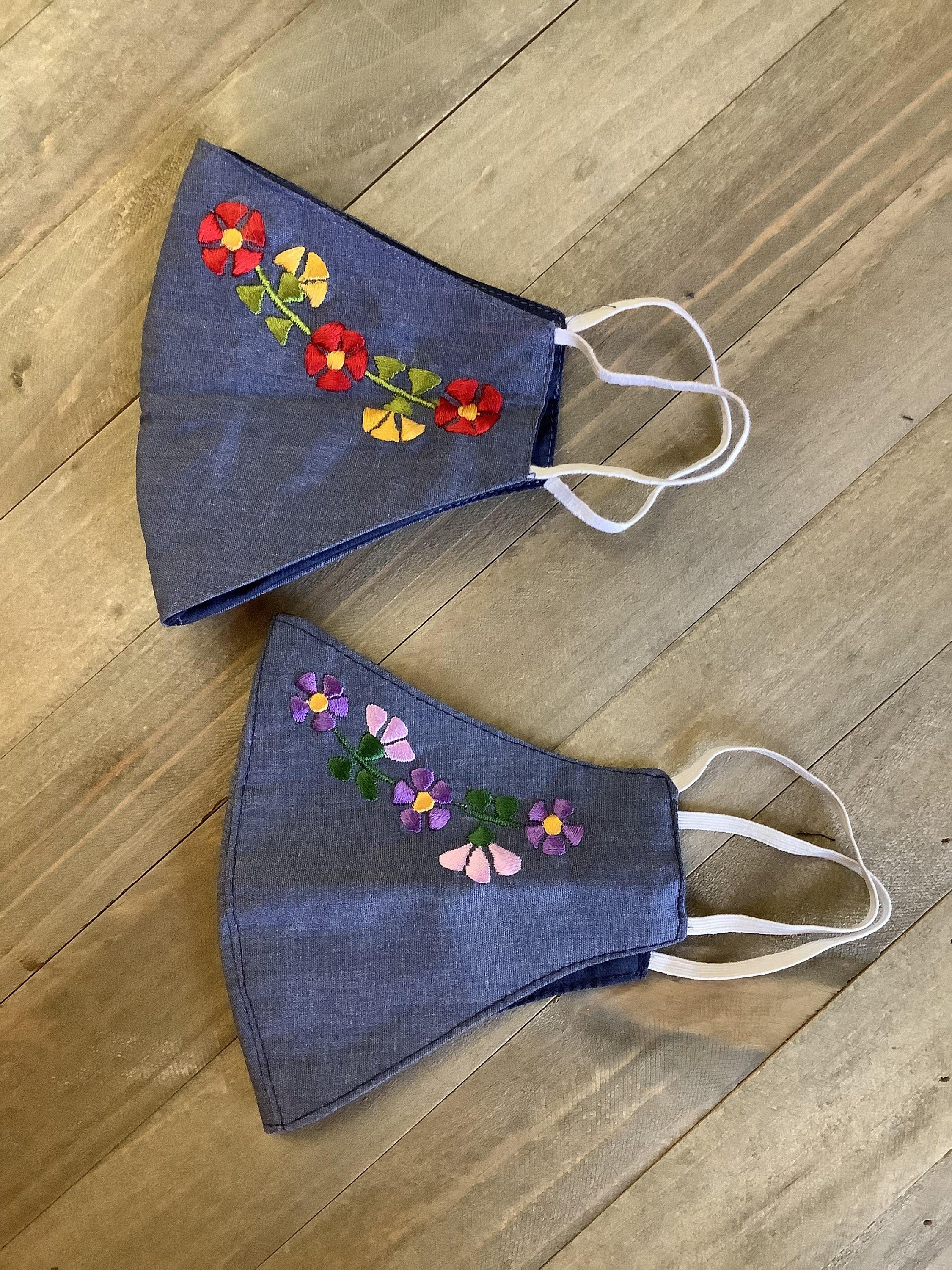 Image of Mexican Simple Embroidered Face Mask - Handmade Artisanal Face Masks