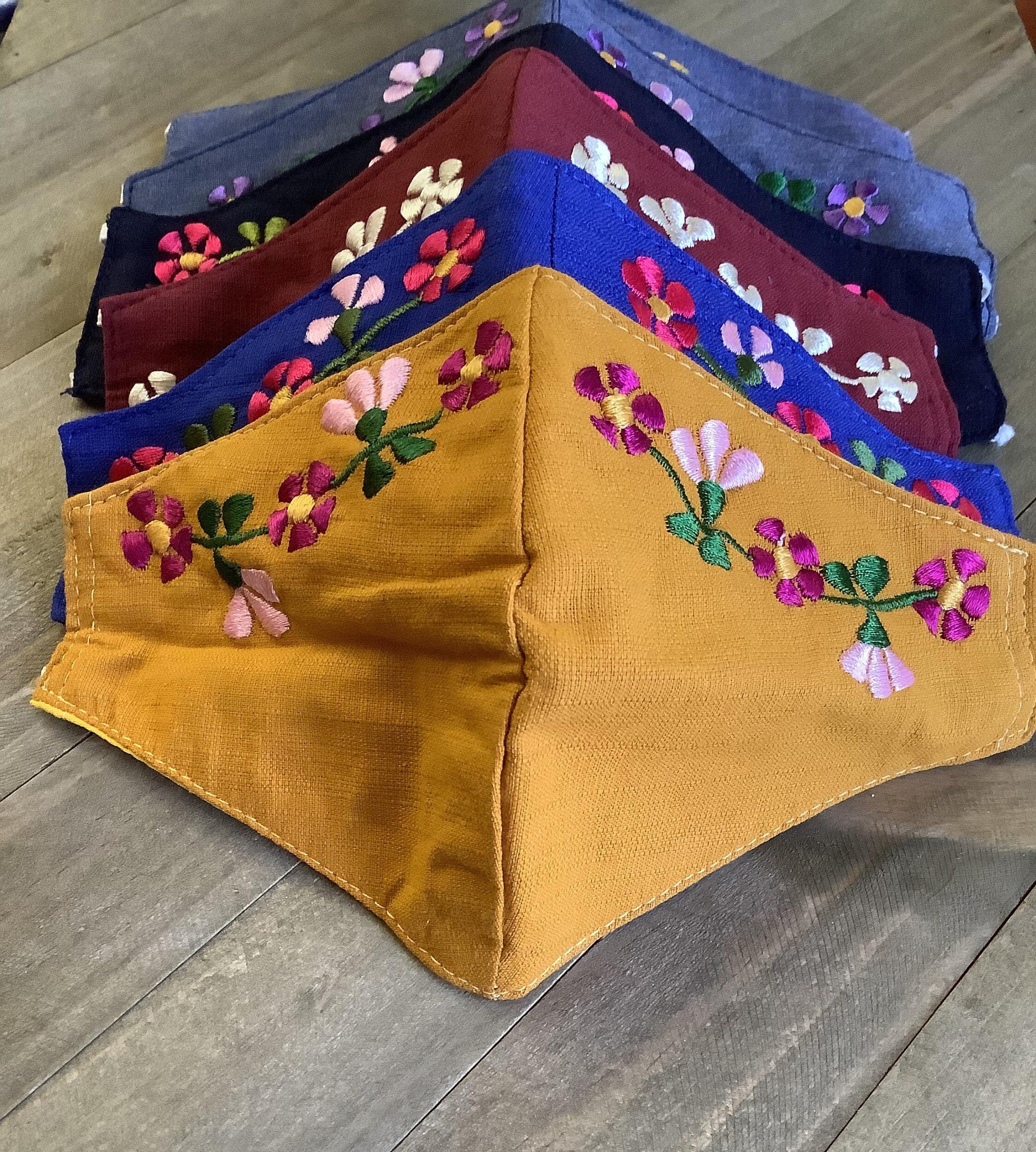 Image of Mexican Simple Embroidered Face Mask - Handmade Artisanal Face Masks