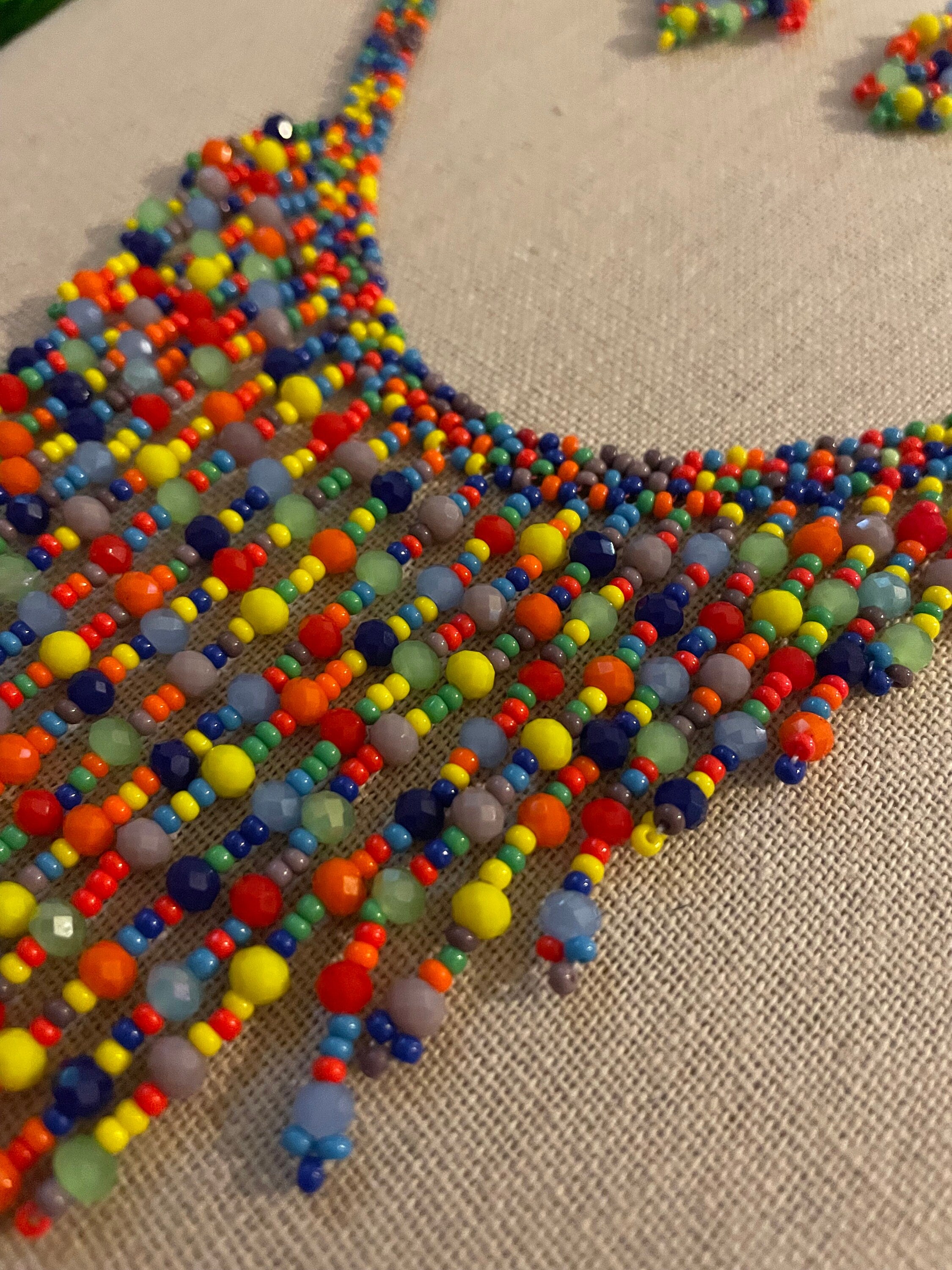 Image of Beautiful Artisanal Mexican Beaded Jewelry Set - 3 Piece Set - Made by our Chiapas Artisan Partners