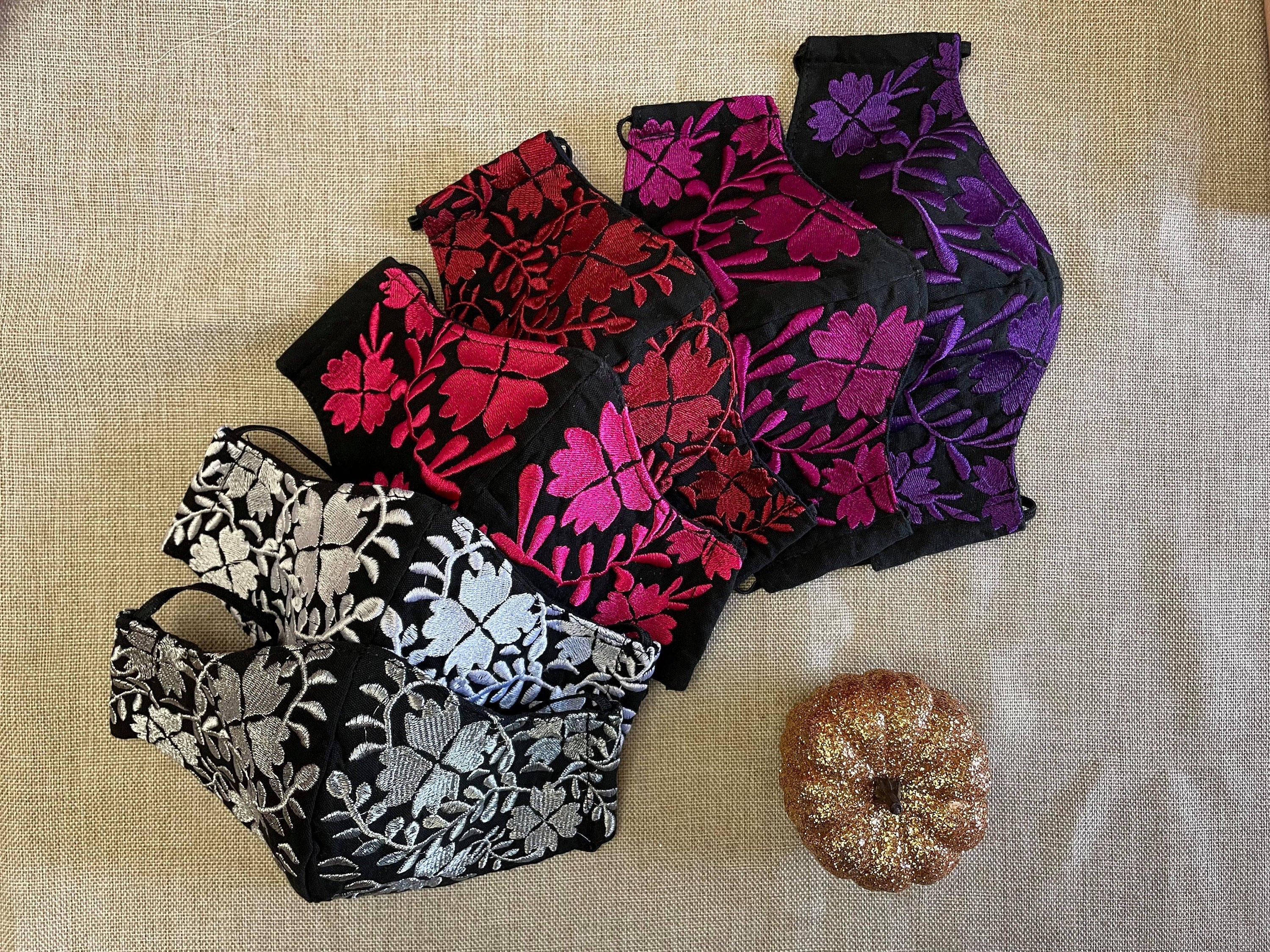 Image of Gorgeous and stylish Embroidered Face Mask with EXTRA Delicate Embroidered areas - Handmade Face Mask