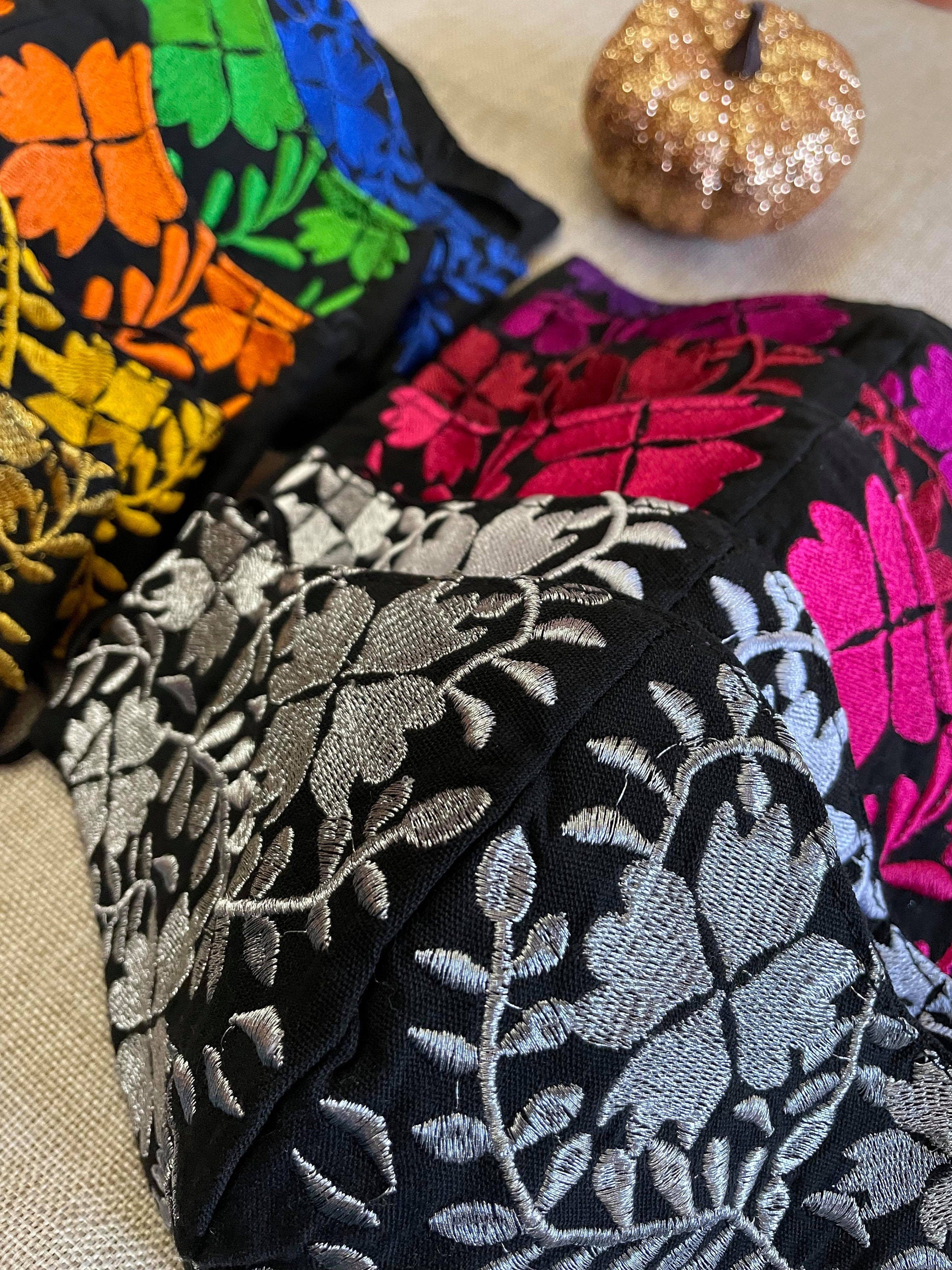 Gorgeous and stylish Embroidered Face Mask with EXTRA Delicate Embroidered areas - Handmade Face Mask