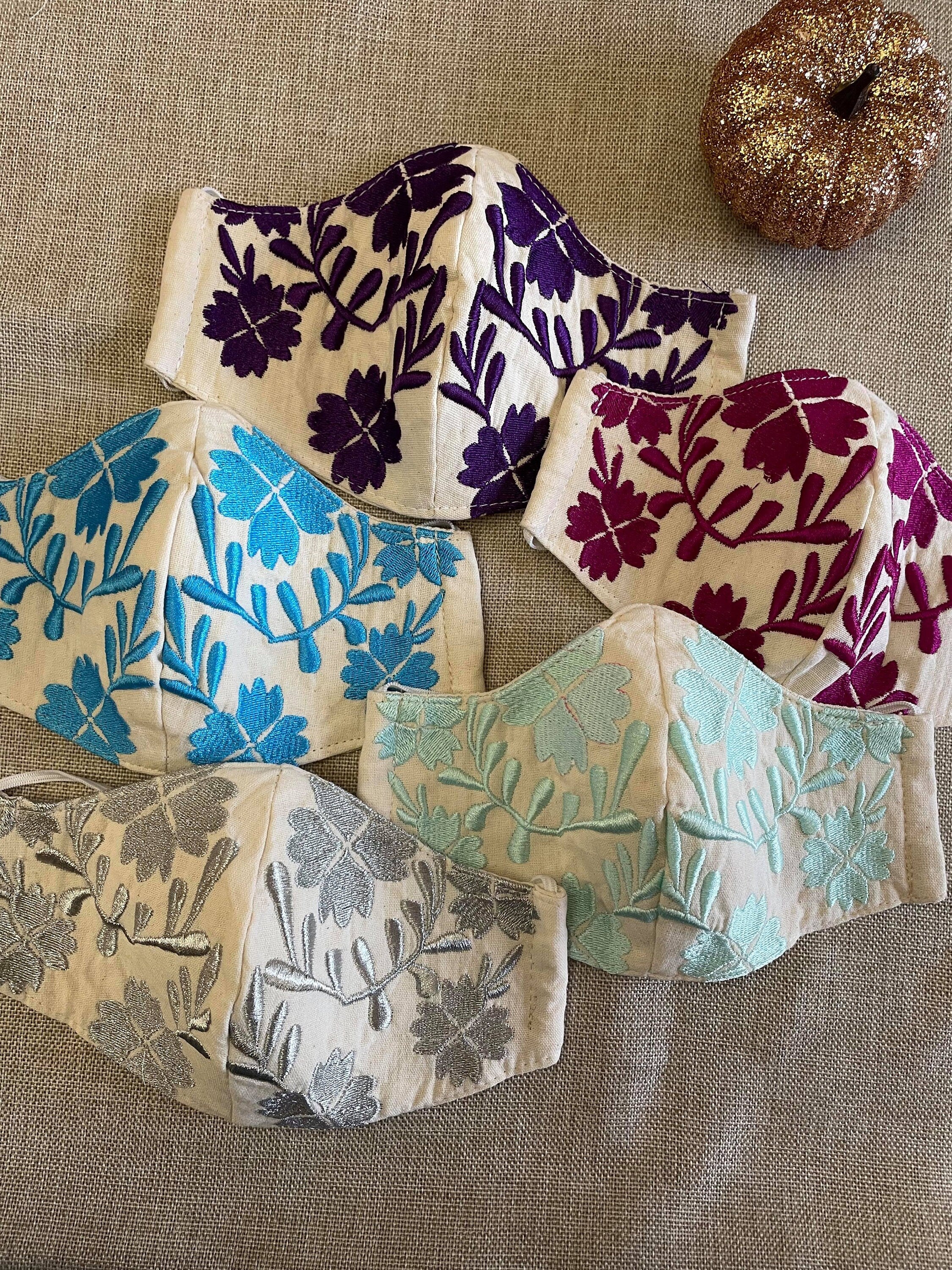 Image of Mexican Floral Embroidered Face Masks - Handmade Face Masks